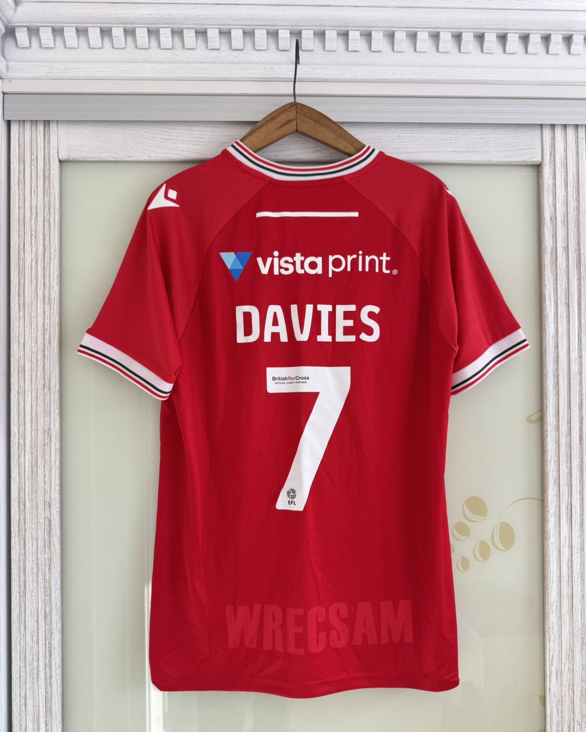 Macron Davies #7 Wrexham 2023-2024 Home Soccer Jersey Football Kit Size US L / EU 52-54 / 3 - 1 Thumbnail