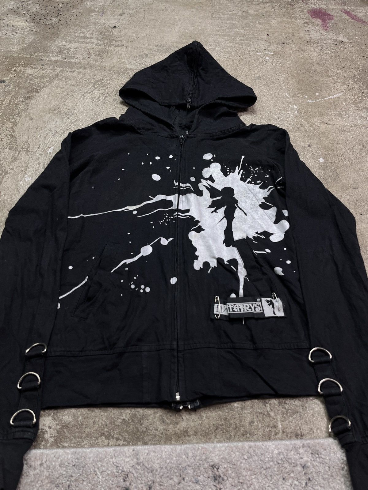 Vintage EVIL FAIRYS Y2K AVANTGARDE DOUBLE HOODED ZIP HOODIE - № 1299 Size M / US 6-8 / IT 42-44 - 5 Thumbnail
