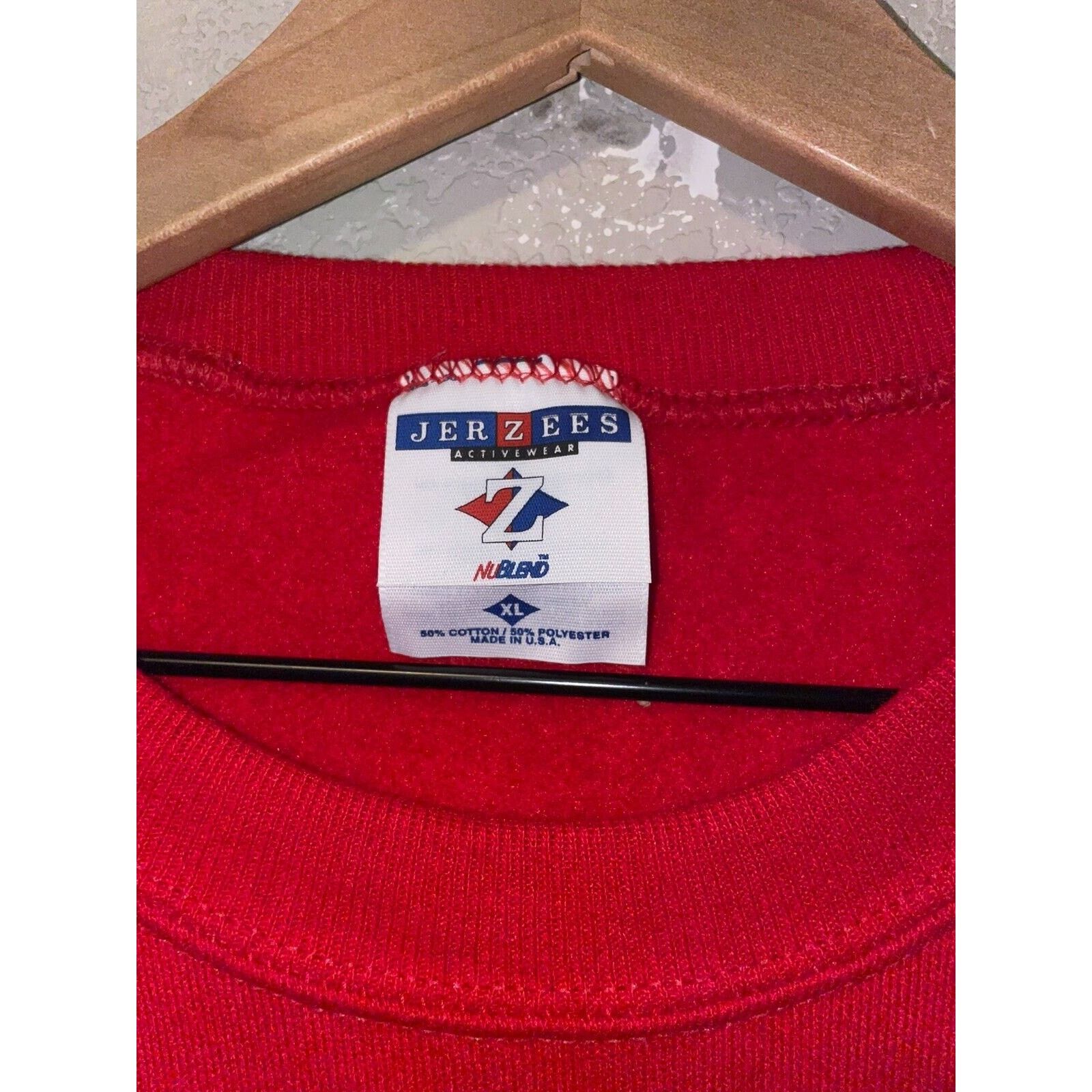 Jerzees Vintage Jerzees Red Blank Sweatshirt USA Made 50/50 90s XL Size US XL / EU 56 / 4 - 7 Thumbnail