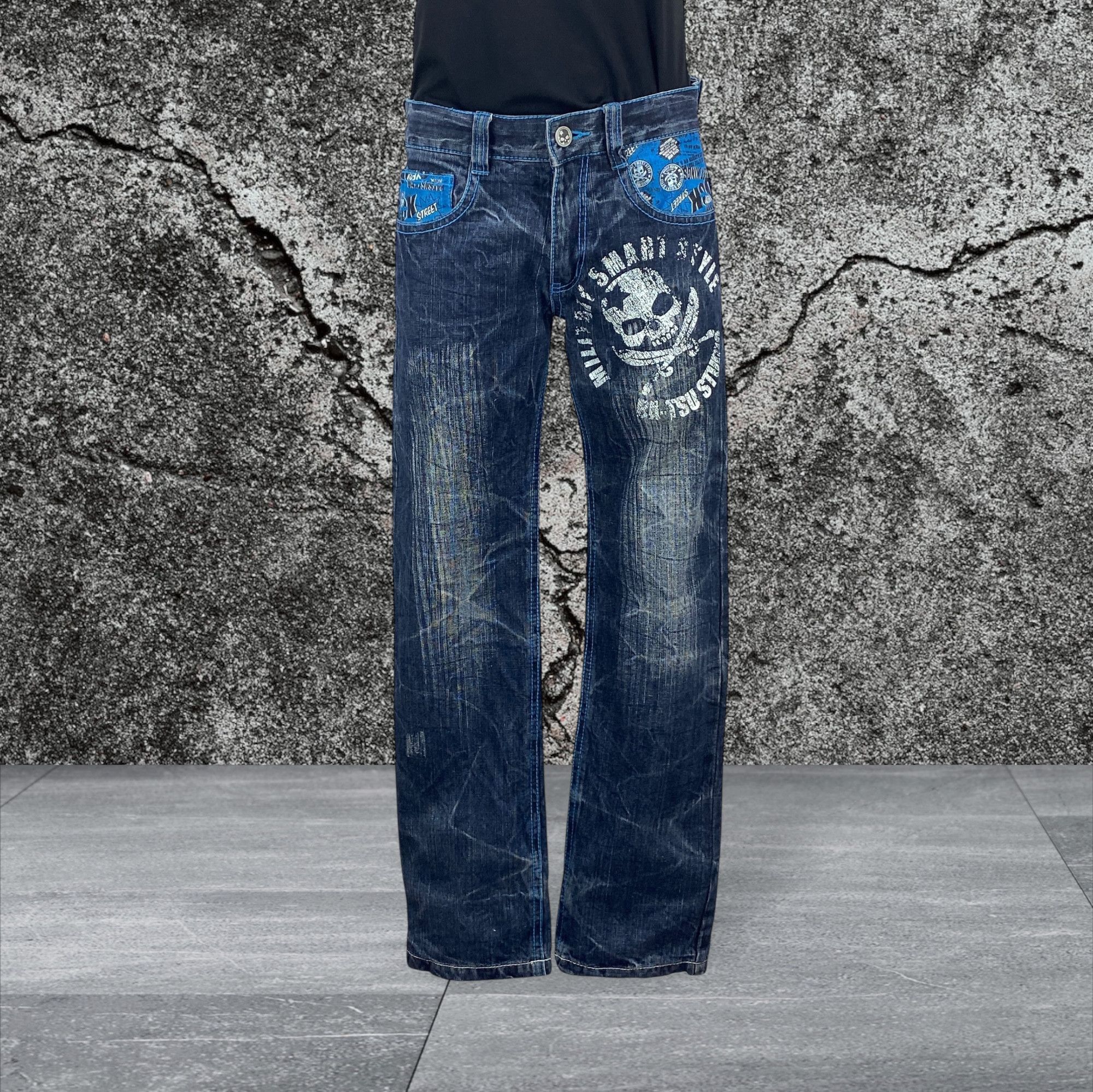 Japanese Brand Batsu Pants Casual Pants Skull Print Pants Size 26" / US 2 / IT 38 - 1 Thumbnail