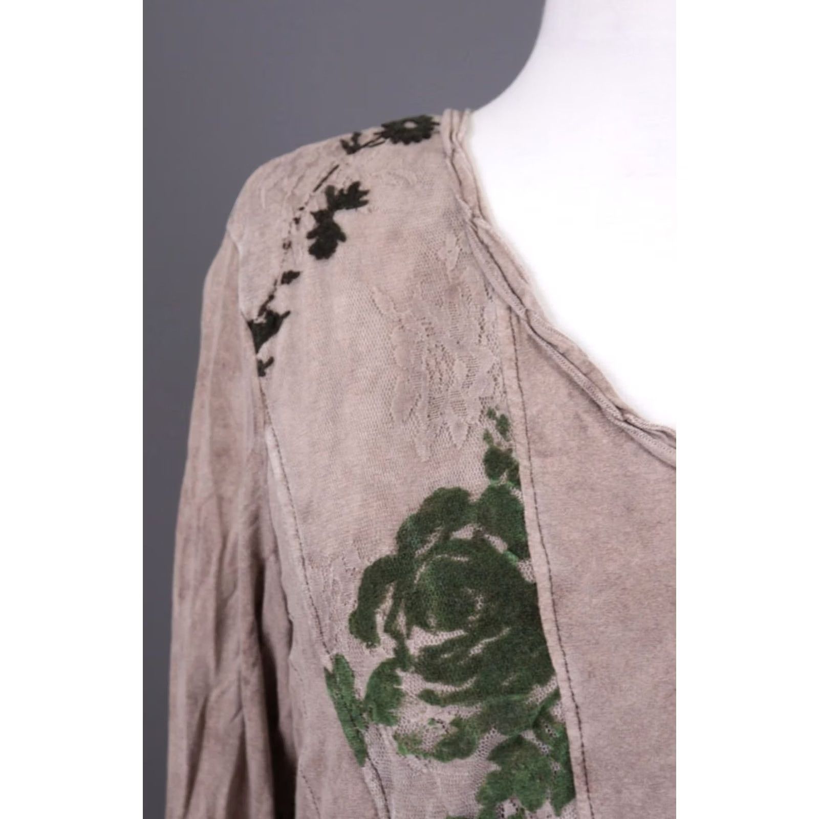 Vintage Elisa Cavaletti Blu Sono Italiano Brown Lagenlook Long Sleeve Tunic Shirt XXL Brown, White Embroidered Tunic Shirt Size XXL / US 16-18 / IT 52-54 - 4 Thumbnail