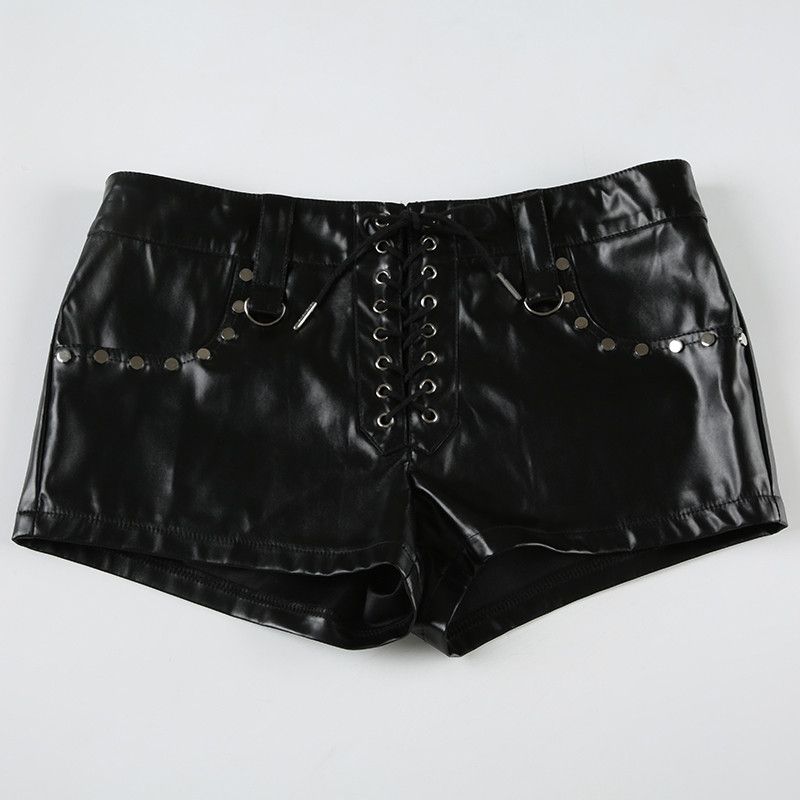 Japanese Brand Retro Patchwork Rivet PU Short Size 29" - 3 Thumbnail