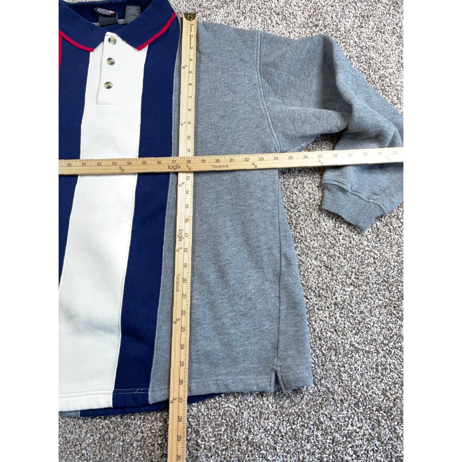 Vintage VINTAGE Olympic Sweater Shirt Men XL Gray Red Blue Striped Collared Pullover 90s Preppy Heavyweight Knit Size US XL / EU 56 / 4 - 4 Thumbnail