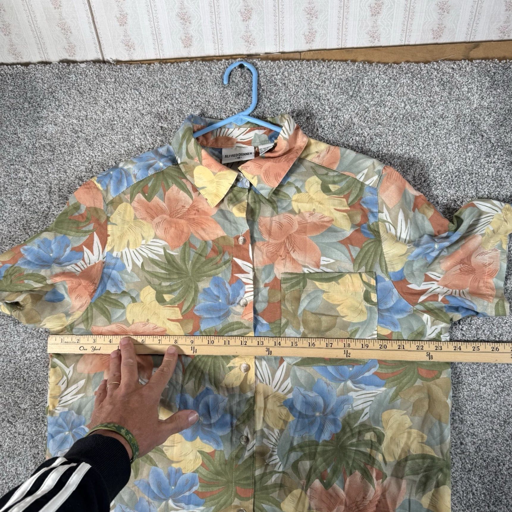 Vintage VINTAGE Alfred Dunner Tunic Button-Up Shirt 18 Tropical Island Floral Teacher Office Casual Womens Size XXL / US 16-18 / IT 52-54 - 2 Thumbnail