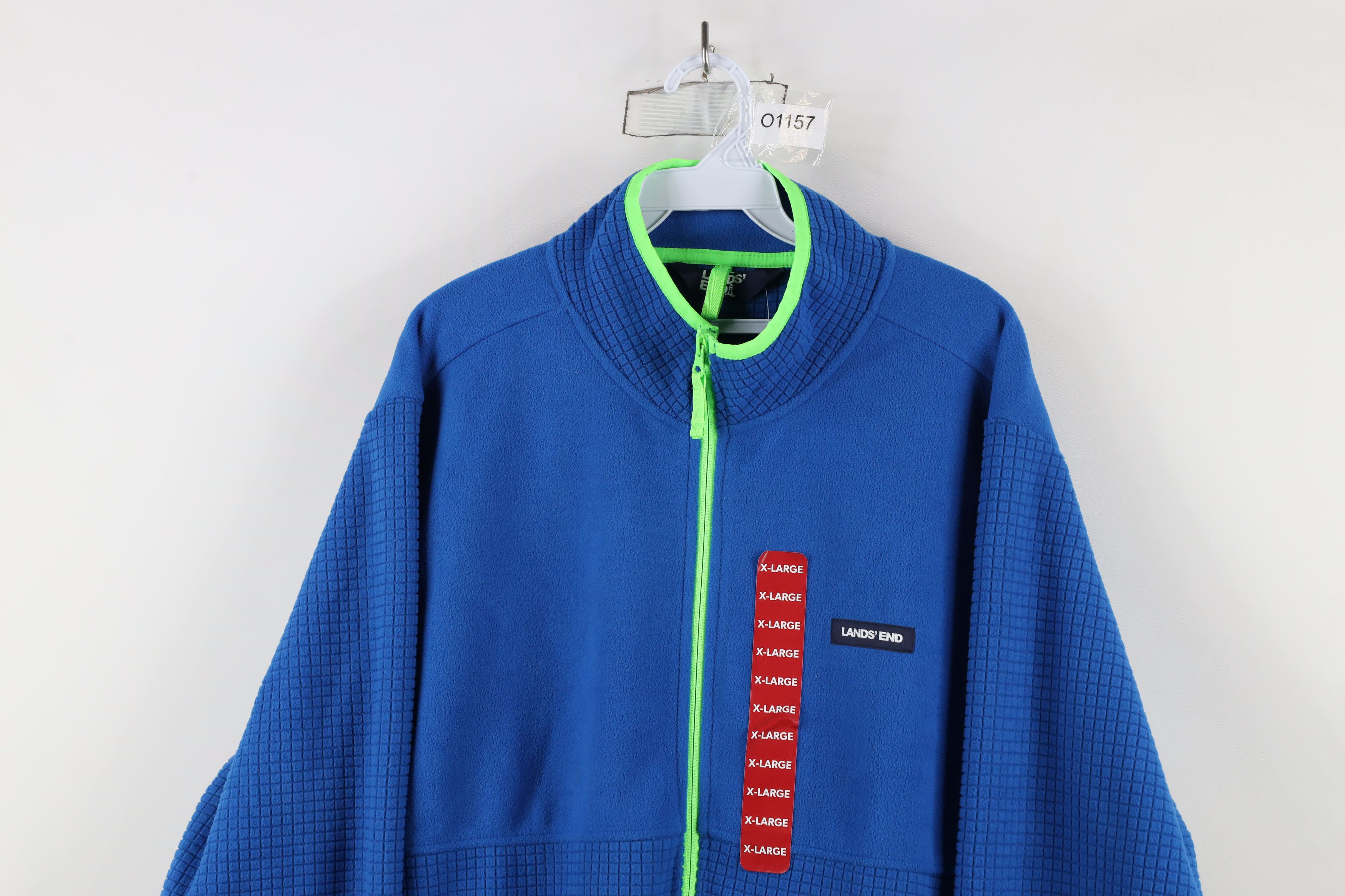 Lands' End × Vintage New Lands End Grid Fleece Full Zip Jacket Blue Polyester Size US XL / EU 56 / 4 - 2 Thumbnail