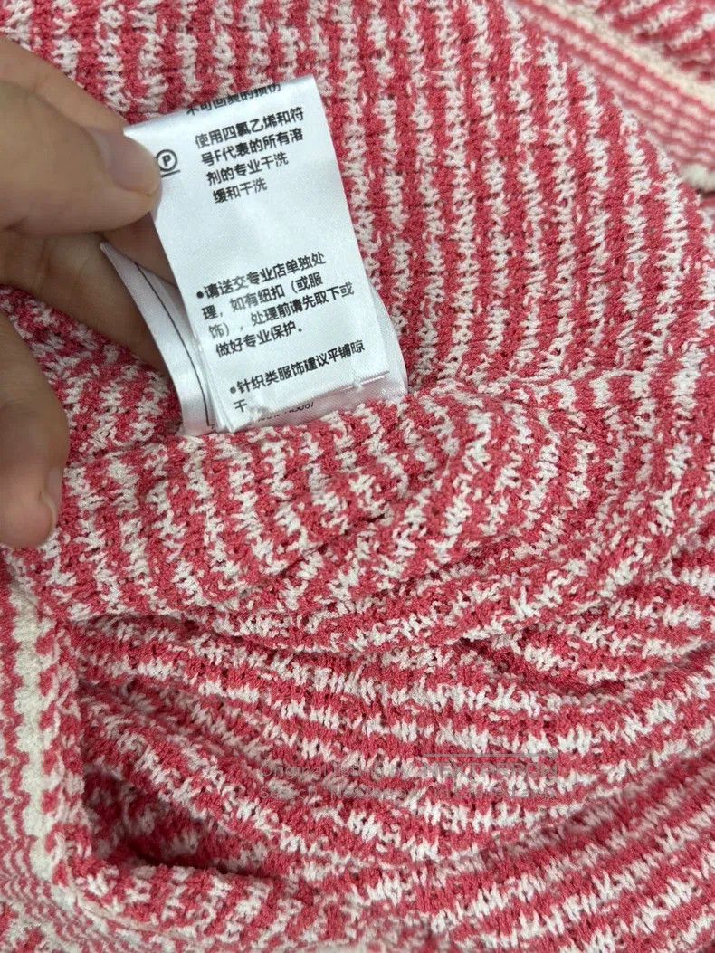 Chanel Chanel Pink and white striped long knitted cardigan coat Size XS / US 0-2 / IT 36-38 - 8 Thumbnail