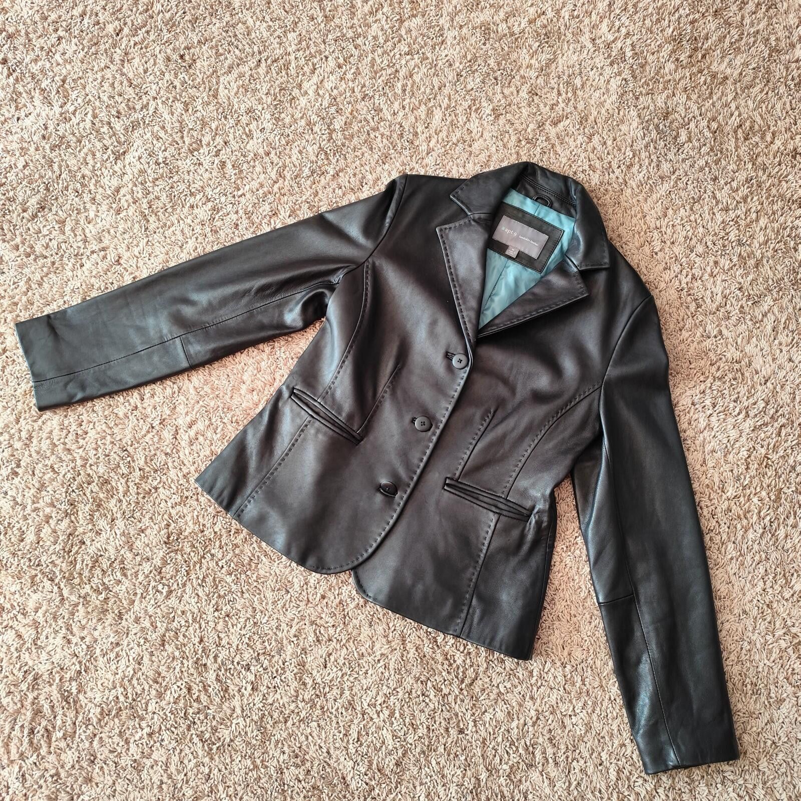 Apt. 9 apt .9 Women's Blazer Black Lambskin Leather Size M Size M / US 6-8 / IT 42-44 - 4 Thumbnail