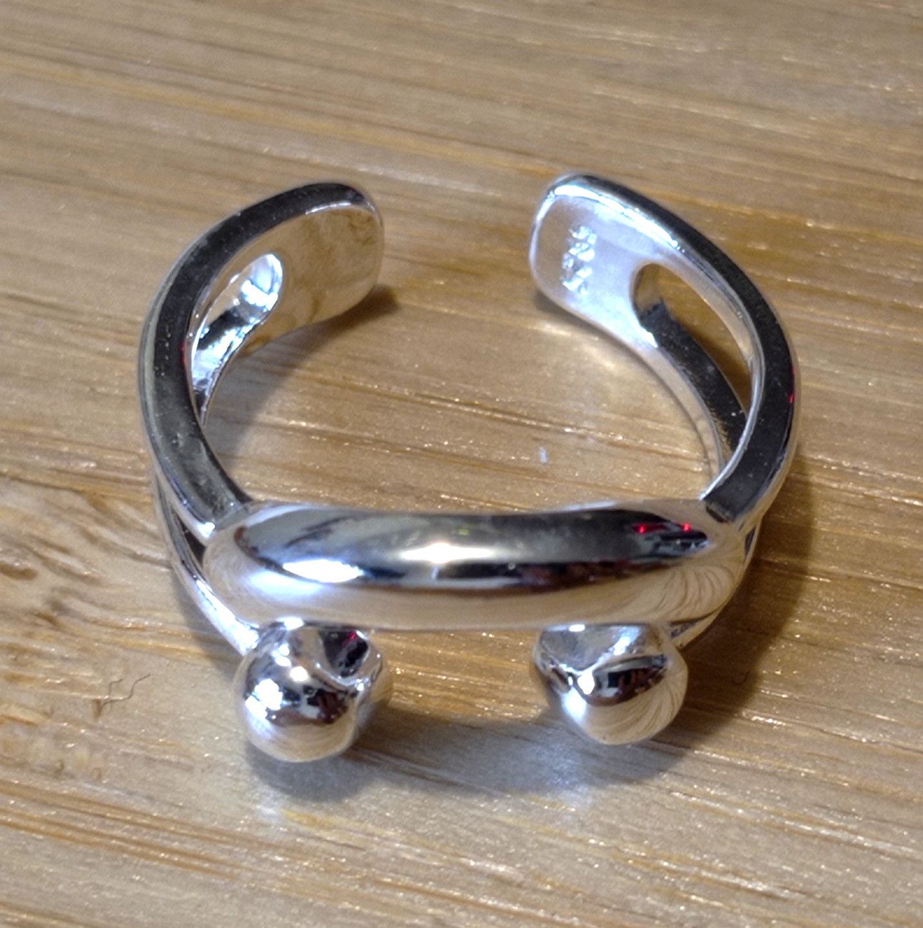 Designer × Vintage Vintage Smile Stripe Punk Shine Silver Ring Unique Rave Size ONE SIZE - 6 Thumbnail