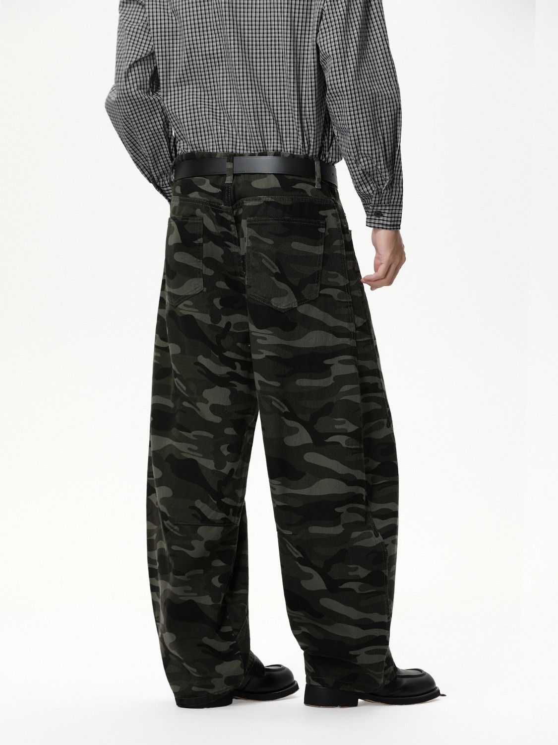 Jean Men's Streetwear Loose Wide-Leg Washed Camouflage Jeans Size US 32 / EU 48 - 4 Thumbnail