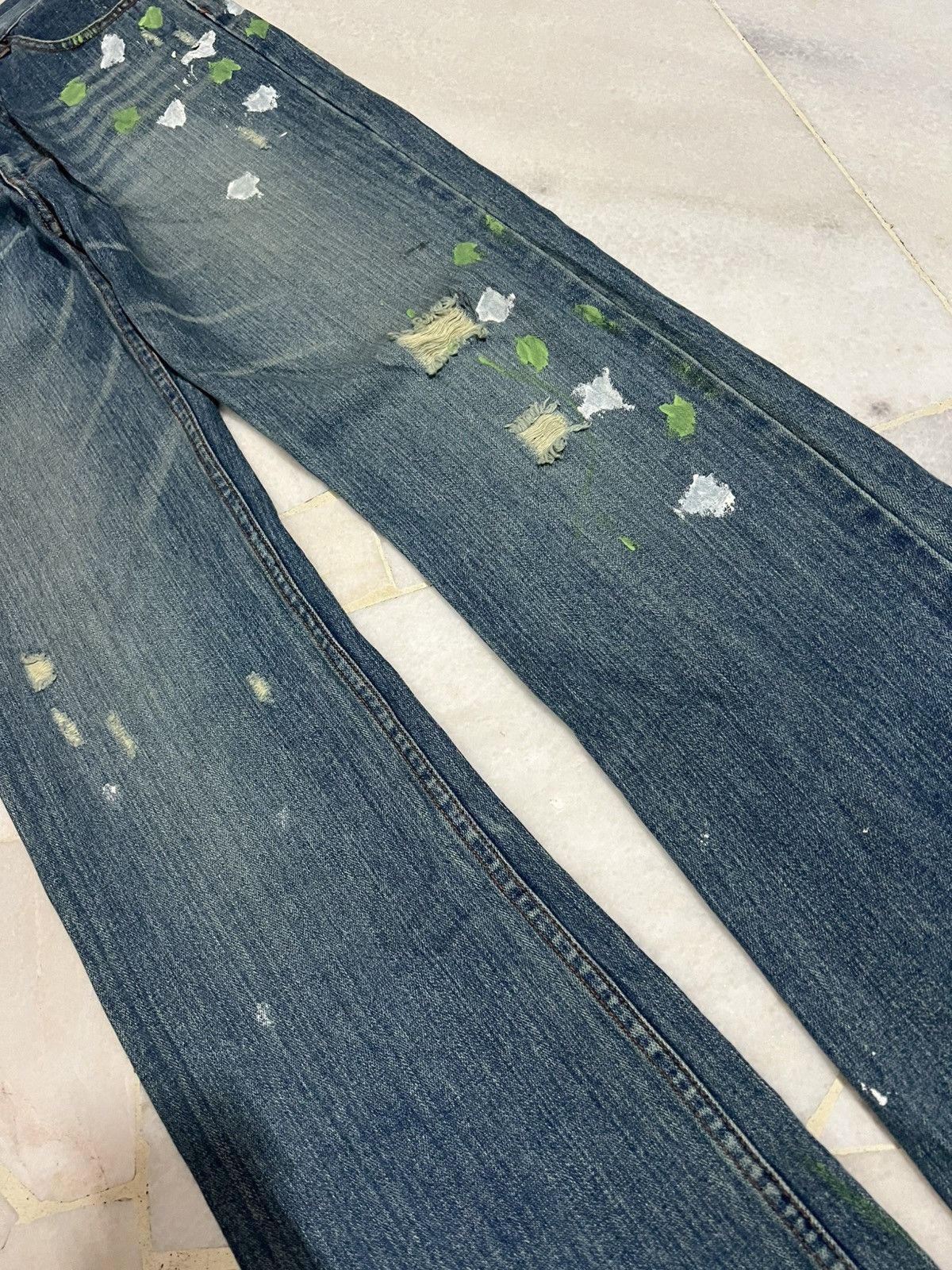 Japanese Brand FLARE 90’s NYLAUS DISTRESS PAINTER JEAN Size US 30 / EU 46 - 5 Thumbnail