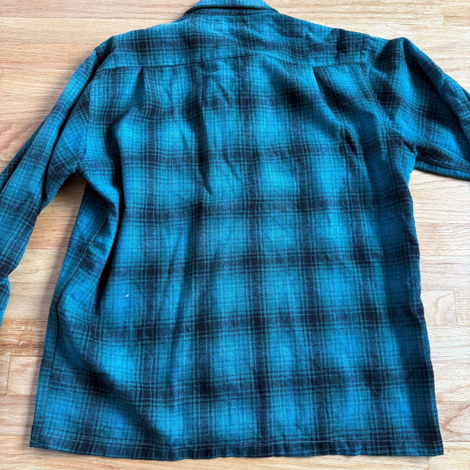 RRL Ralph Lauren Vintage 1970's Woolshire Teal Plaid Wool Flannel Size US M / EU 48-50 / 2 - 3 Thumbnail