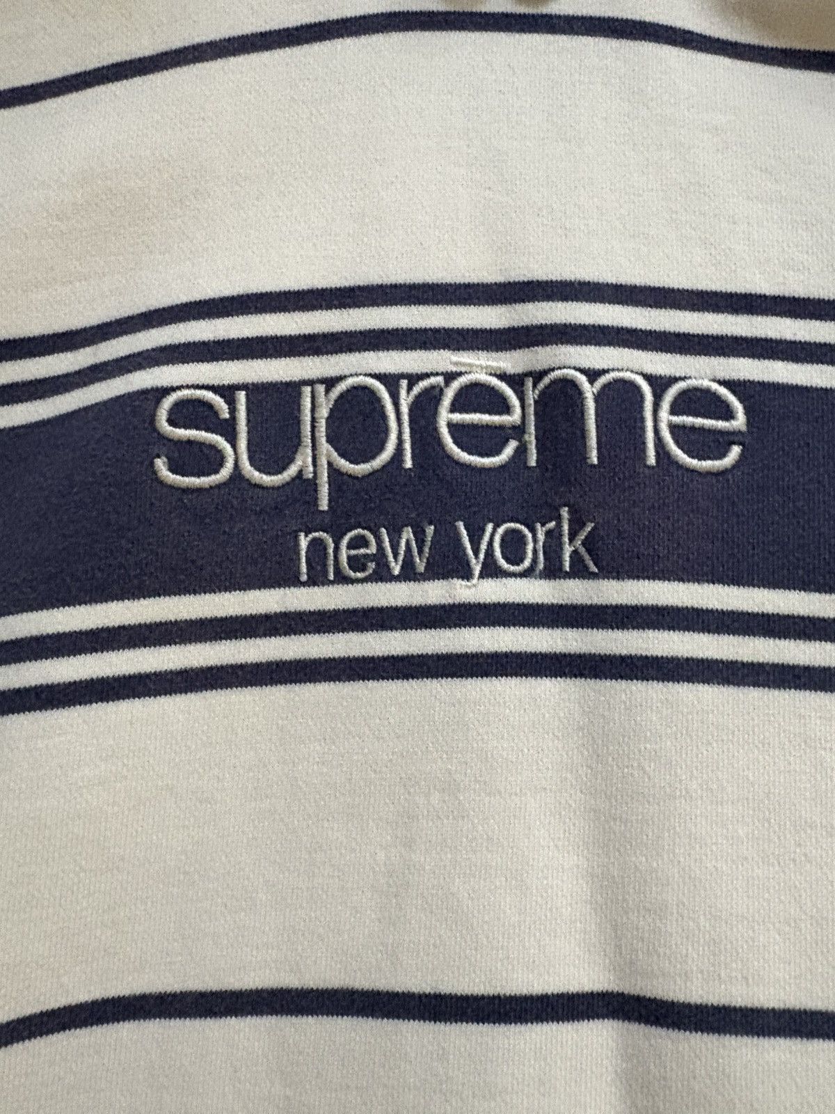 Supreme Supreme "Supreme New York" Striped Hoodie White Navy XL Size US XL / EU 56 / 4 - 2 Thumbnail
