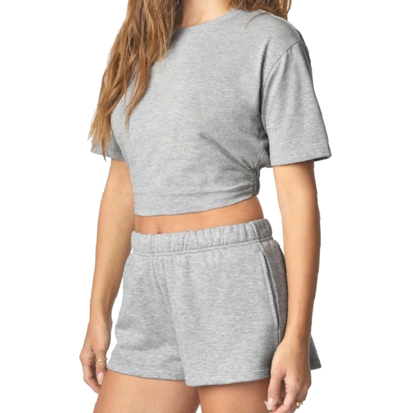 Vintage VINTAGE florence by mills Women's Garden Party Elastic-Back Tee - Heather Gray - Lg Crop Top Womens Size L / US 10 / IT 46 - 3 Thumbnail