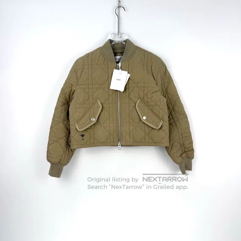 Dior Dior Khaki embroidered bee plaid flight jacket cotton clot Size S / US 4 / IT 40 - 3 Thumbnail