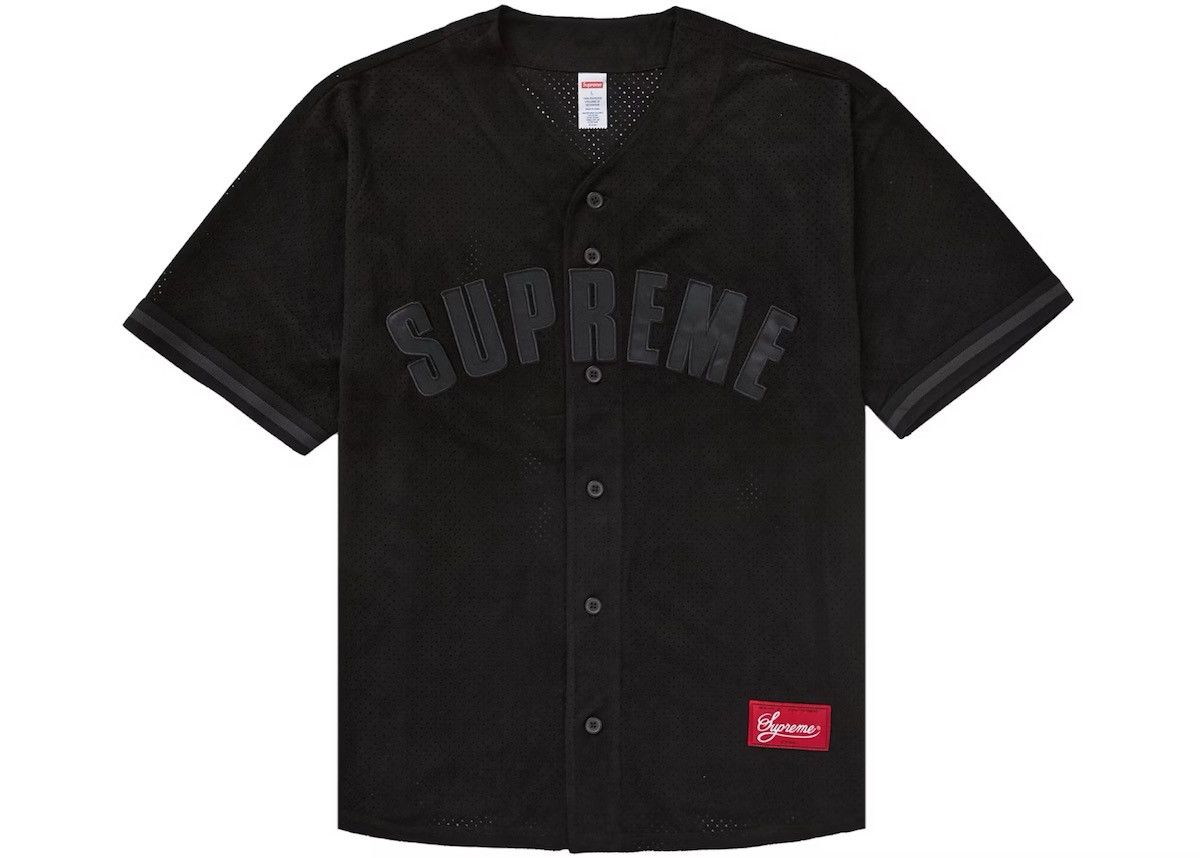 Supreme Supreme Ultrasuede Mesh Baseball Jersey Black Size US M / EU 48-50 / 2 - 4 Thumbnail