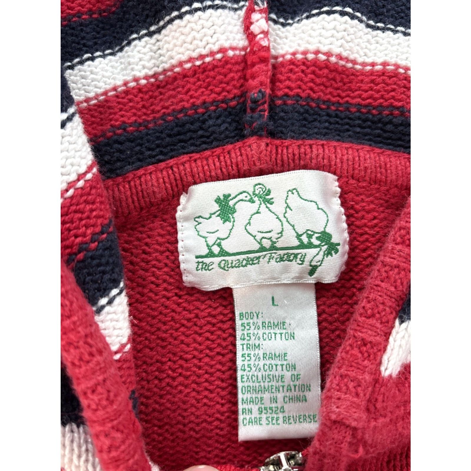 Quacker Factory VINTAGE Quacker Factory Hoodie Womens L USA American Flag Red Stripes 90s Size L / US 10 / IT 46 - 4 Thumbnail