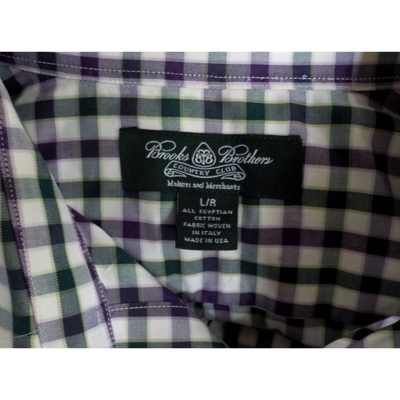 Brooks Brothers BROOKS BROTHERS Country Club Button-Down Shirt LS Ivory Purple Green Size L Egyptian Cotton Size US L / EU 52-54 / 3 - 4 Thumbnail