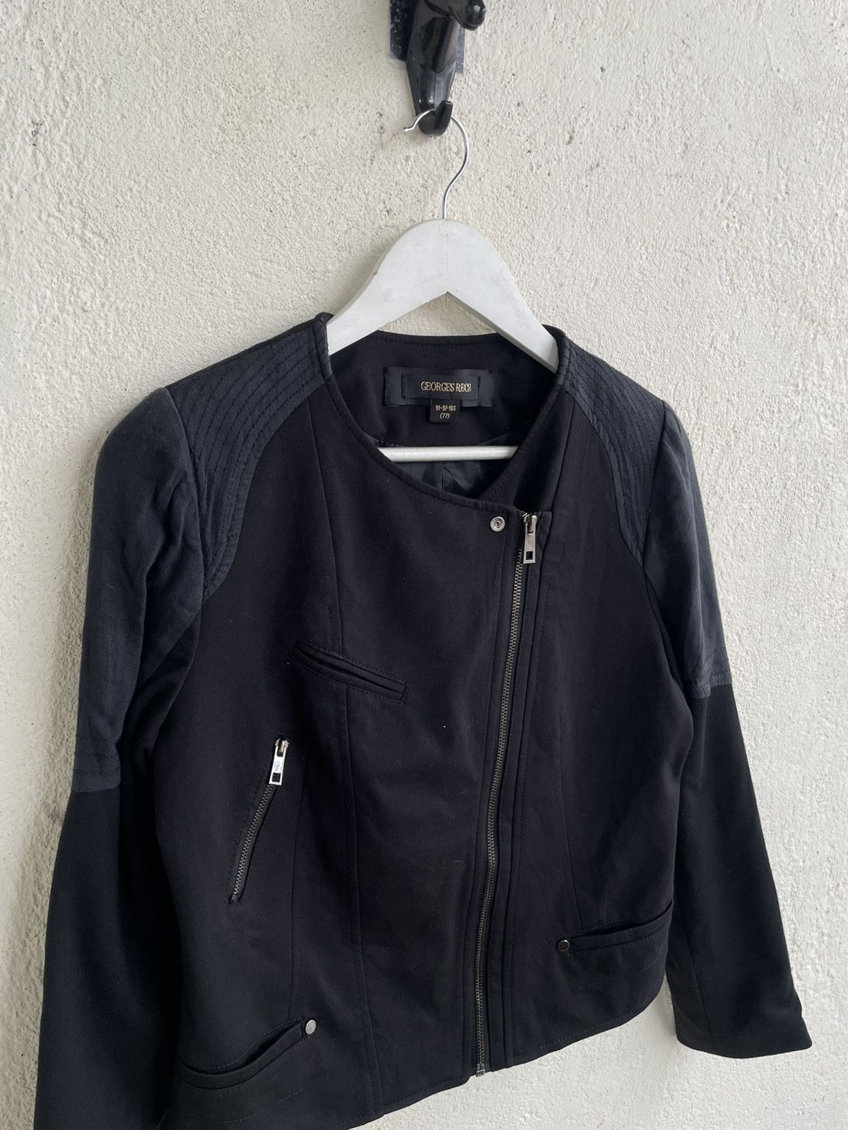 Helmut Lang Georges Rech Asymmetrical Zip Jacket Leather Panel Biker if6 Size US S / EU 44-46 / 1 - 3 Thumbnail
