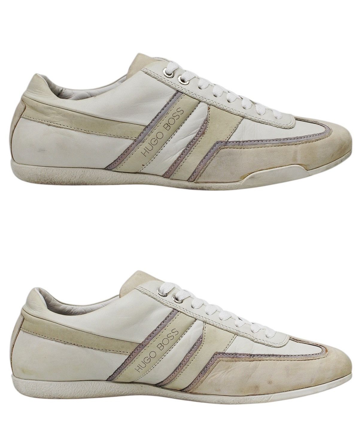 Hugo Boss × Vintage 2010S HUGO BOSS WHITE LEATHER LOW-TOP SNEAKERS Size US 7 / EU 40 - 1 Thumbnail
