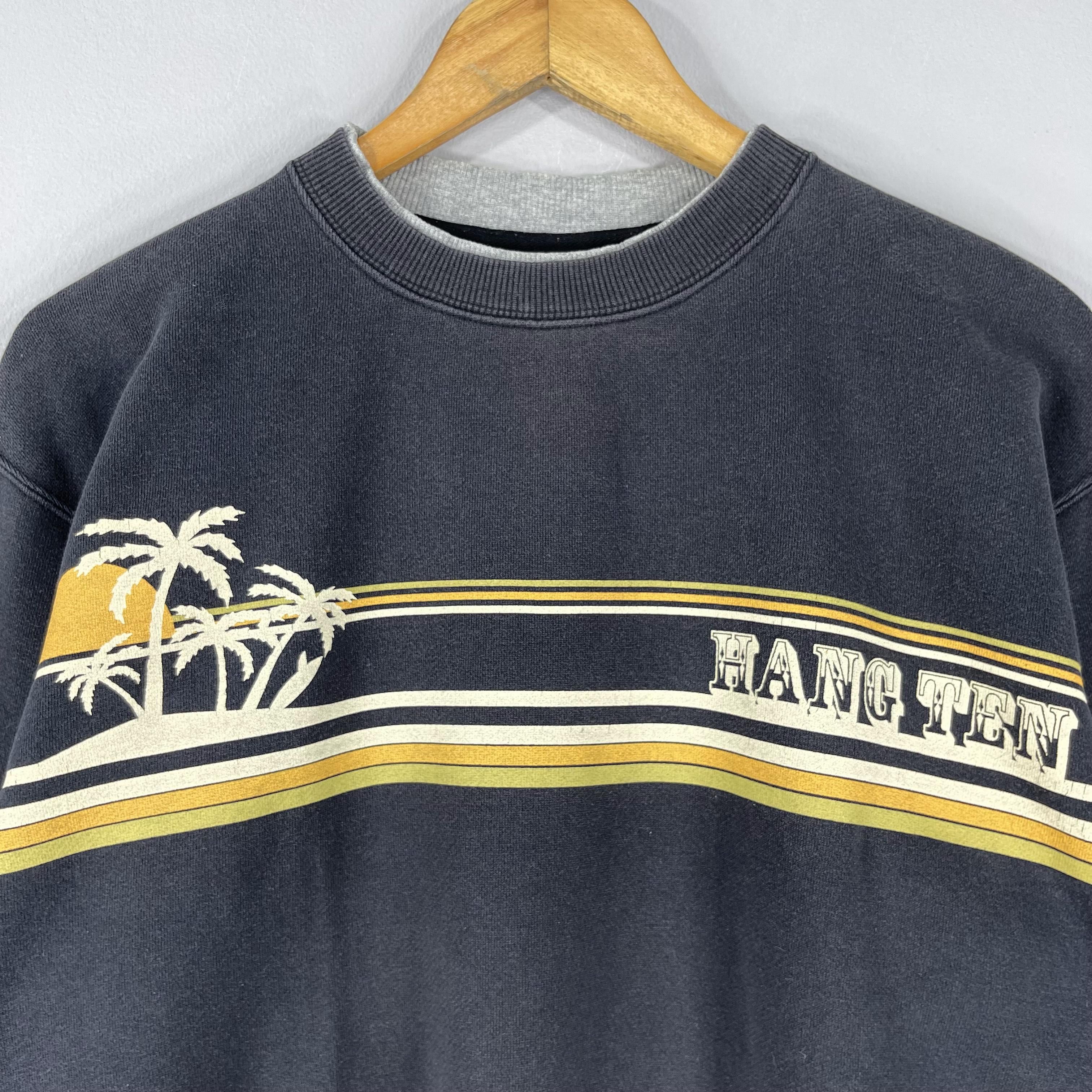 Hang Ten Vintage 90's HANG TEN Hawaiian Faded Black Sweatshirt Size US M / EU 48-50 / 2 - 2 Thumbnail
