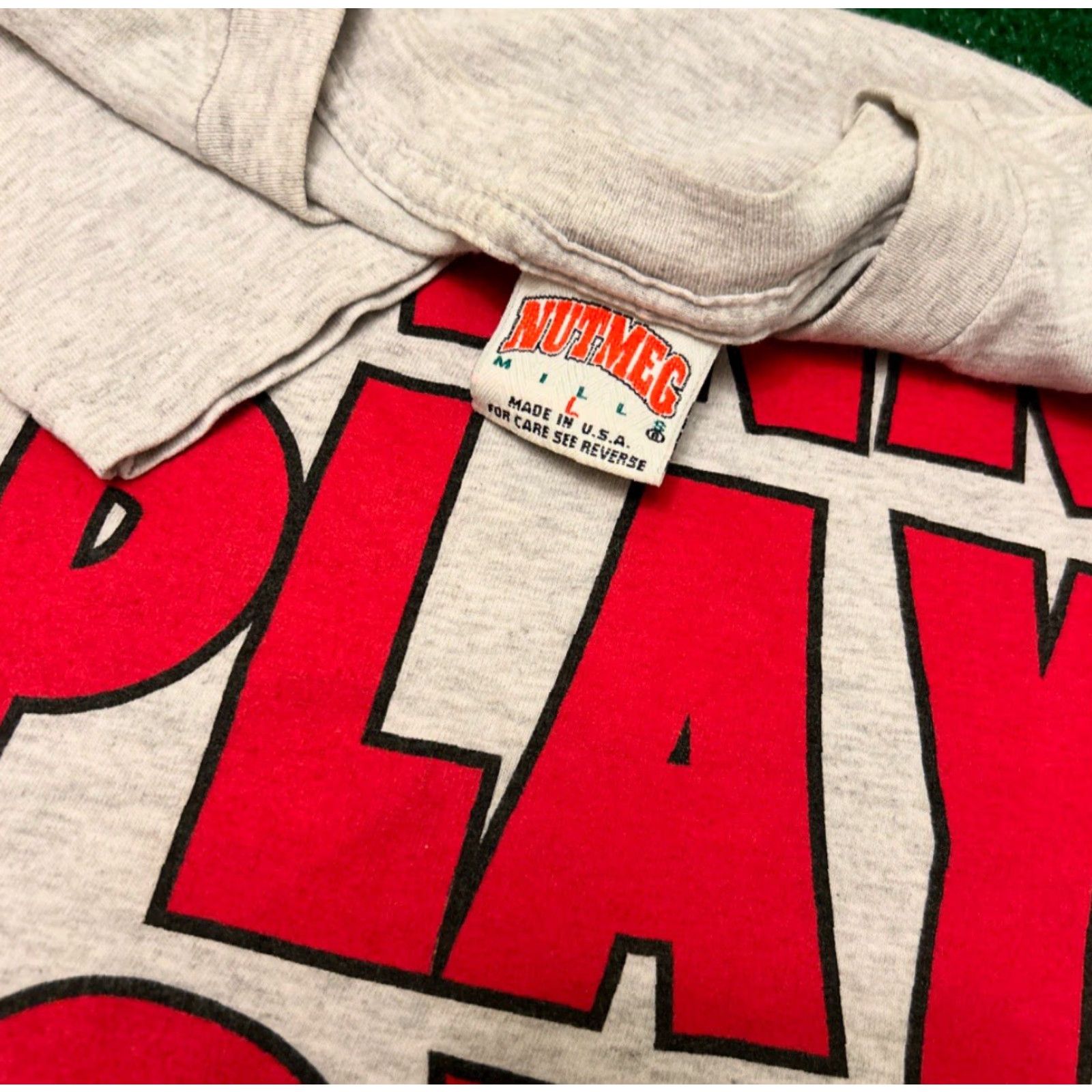 Nutmeg VINTAGE Michael Jordan 45 Chicago Bulls Wanna Play VTG Shirt Mens Large L Gray 1990s Sports Hip Hop Bulls Shirt Mens Size US L / EU 52-54 / 3 - 2 Thumbnail