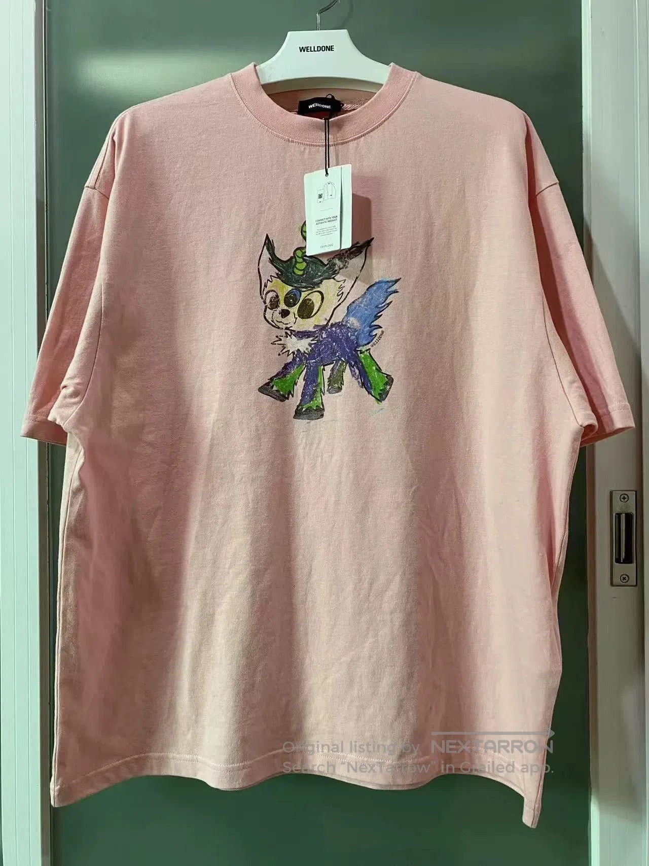 we11done pink short sleeve printed shirt.