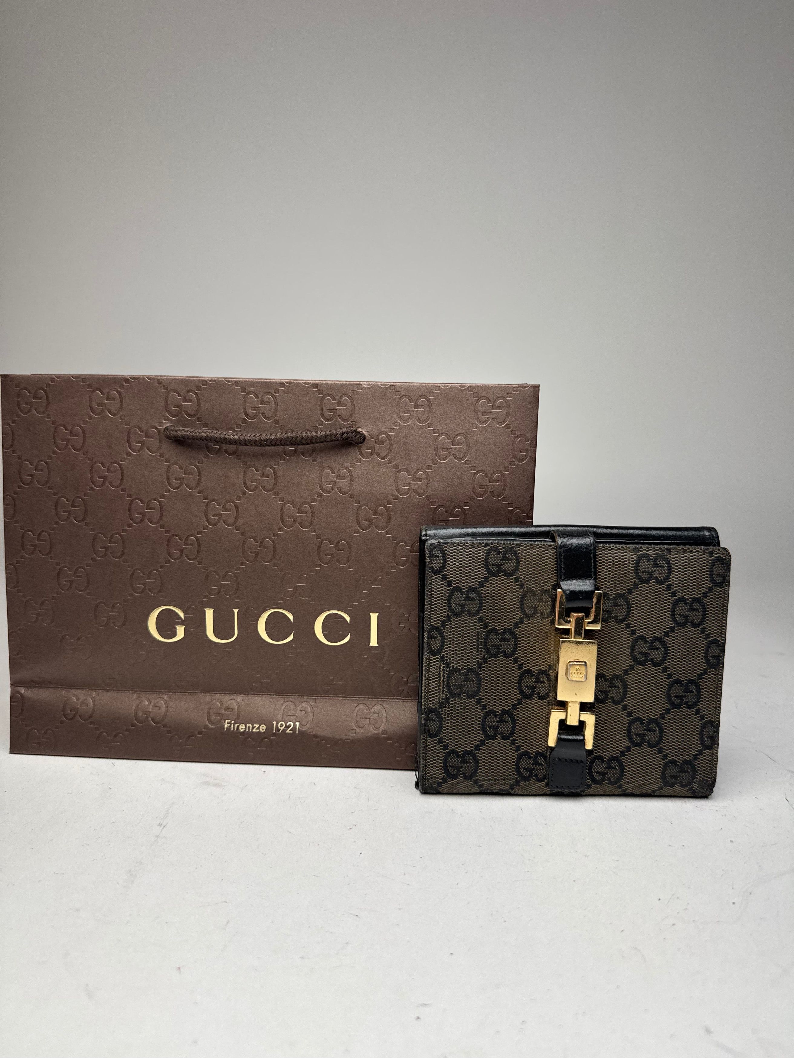 Gucci Vintage Jackie Monogram Wallet black brown Size ONE SIZE - 1 Thumbnail