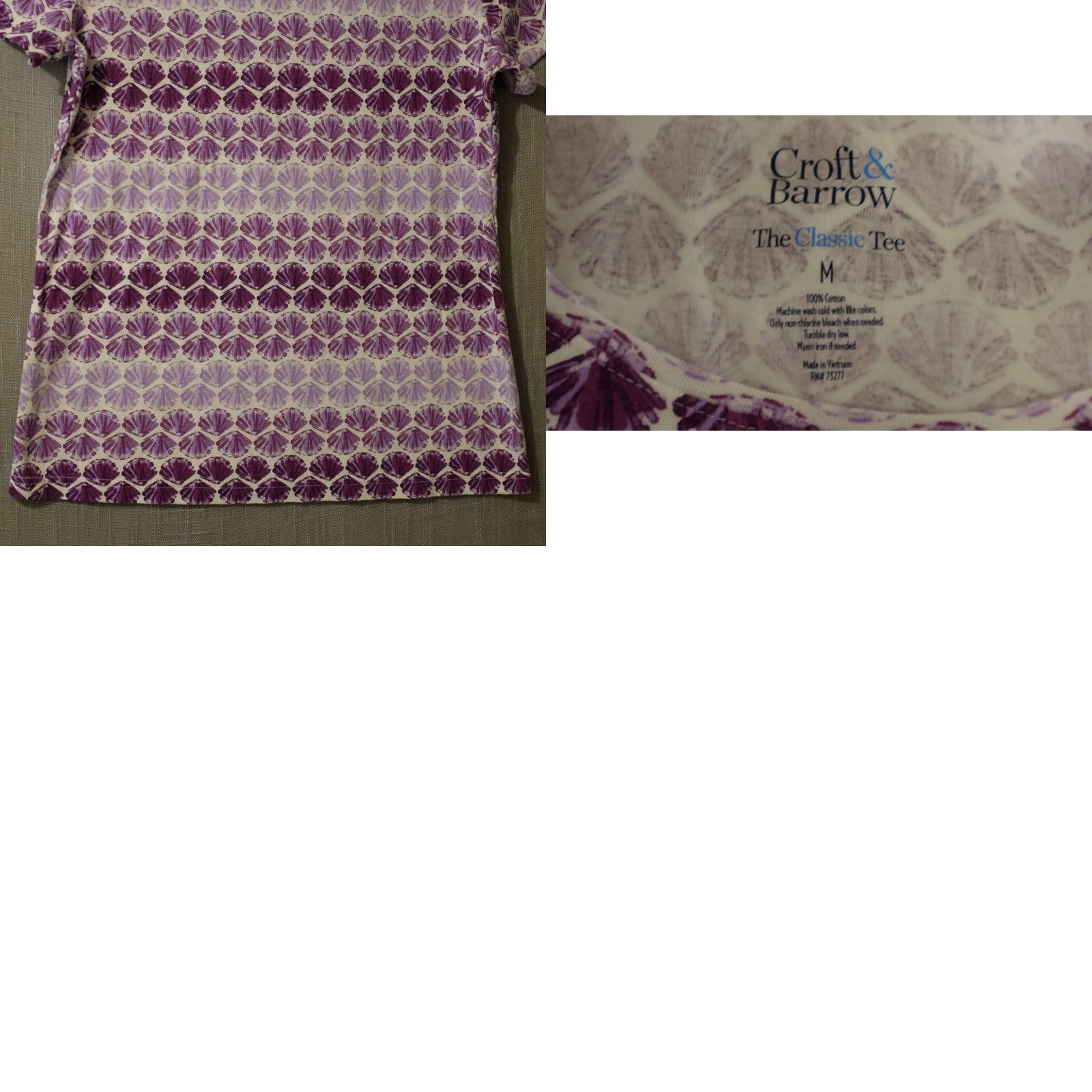 Barrow Nwot! Croft & Barrow The Classic Tee White/Purple Short Sleeve Women's M #H78-27 Size 32" / US 10 / IT 46 - 8 Thumbnail