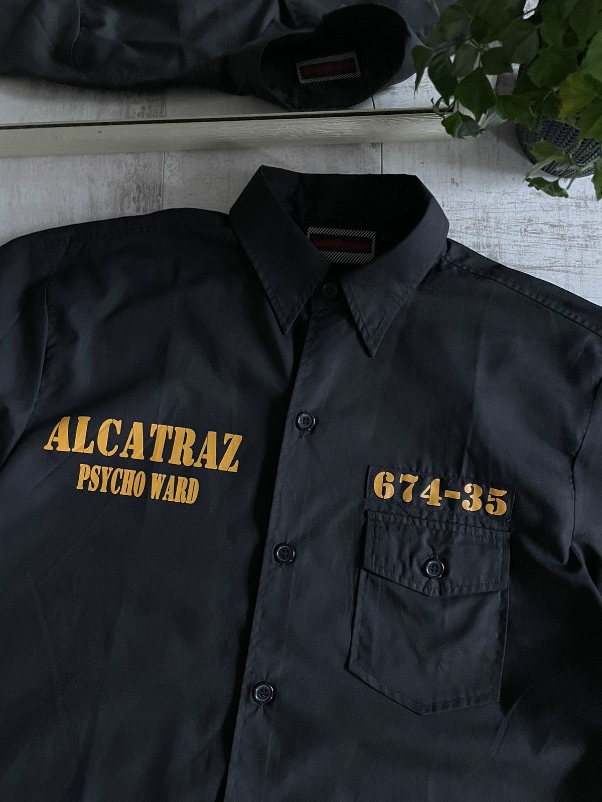 Japanese Brand × Vintage Vintage Alcatraz Psycho Ward Shirt 90’s Prison 674-35 RARE Size US L / EU 52-54 / 3 - 3 Thumbnail