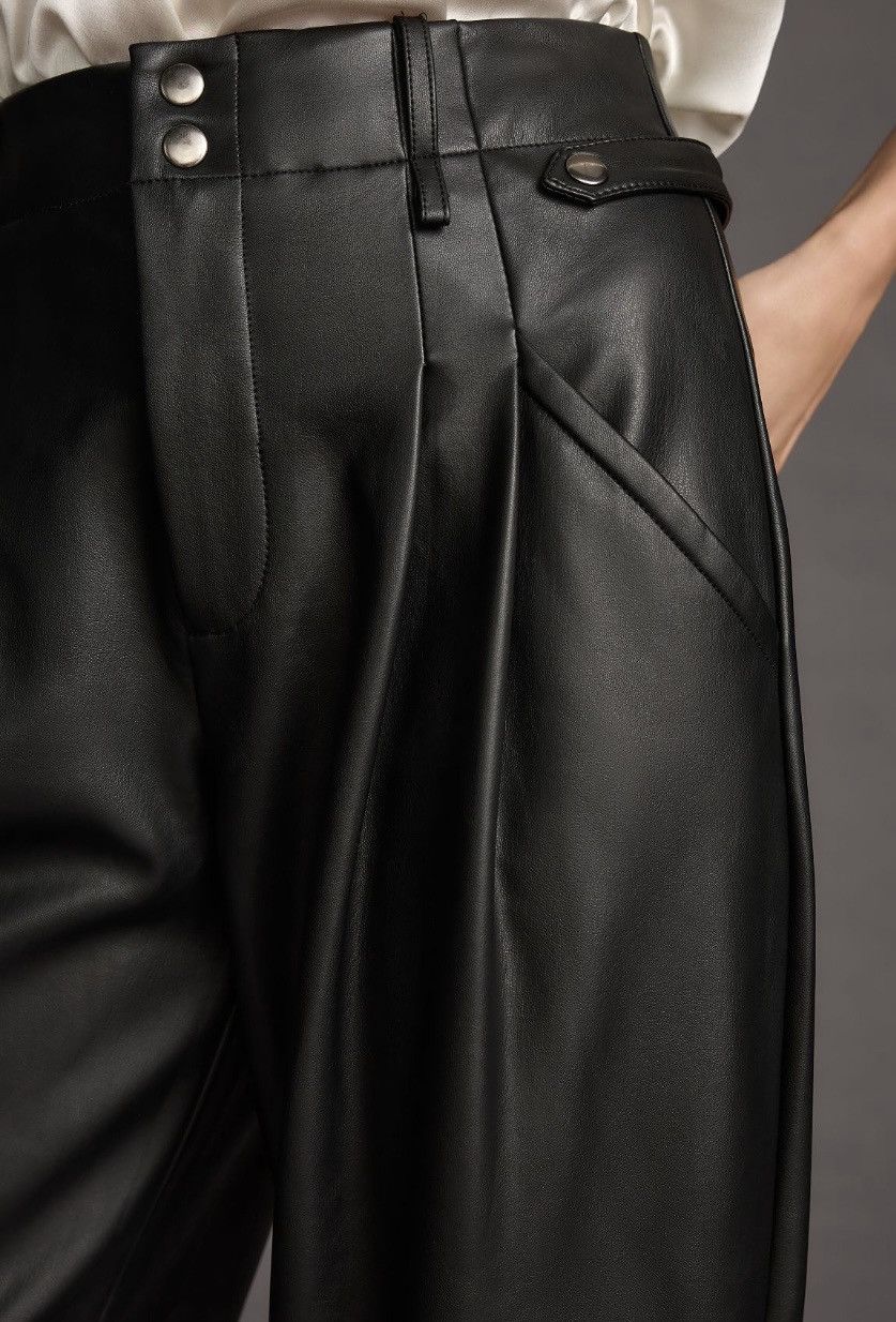 Anthropologie Anthropologie Faux Leather Tapered Pleated Pants, Size 2 Size 26" / US 2 / IT 38 - 6 Thumbnail
