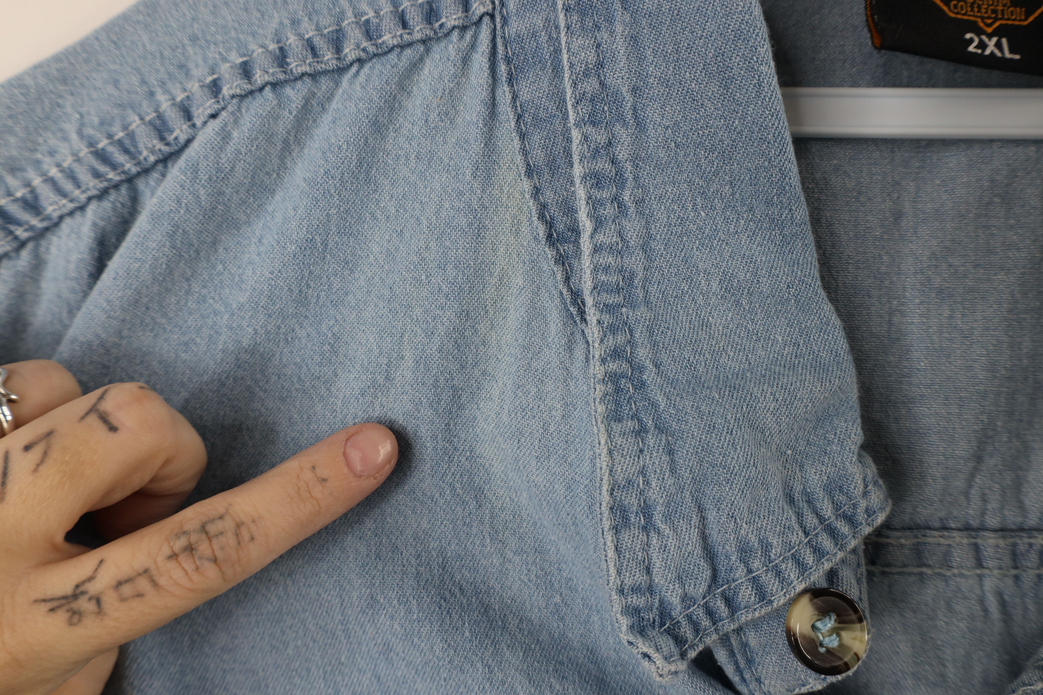 Vintage Vintage 90s Streetwear Motorcycle Denim Button Shirt Blue Size US XXL / EU 58 / 5 - 6 Thumbnail