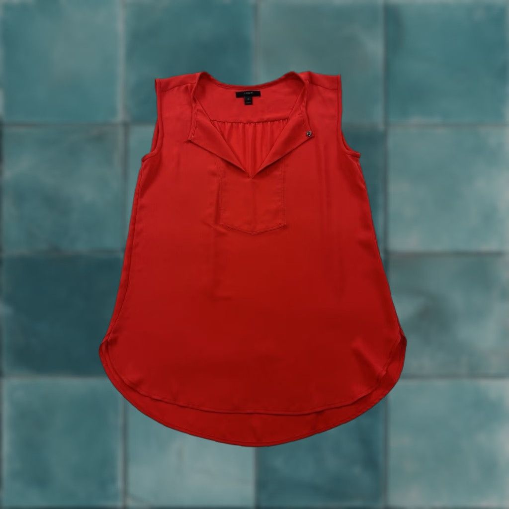 J.Crew J.Crew Blouse Womens 0 Red Keyhole Neck Sleeveless Ladies Size XS / US 0-2 / IT 36-38 - 1 Thumbnail