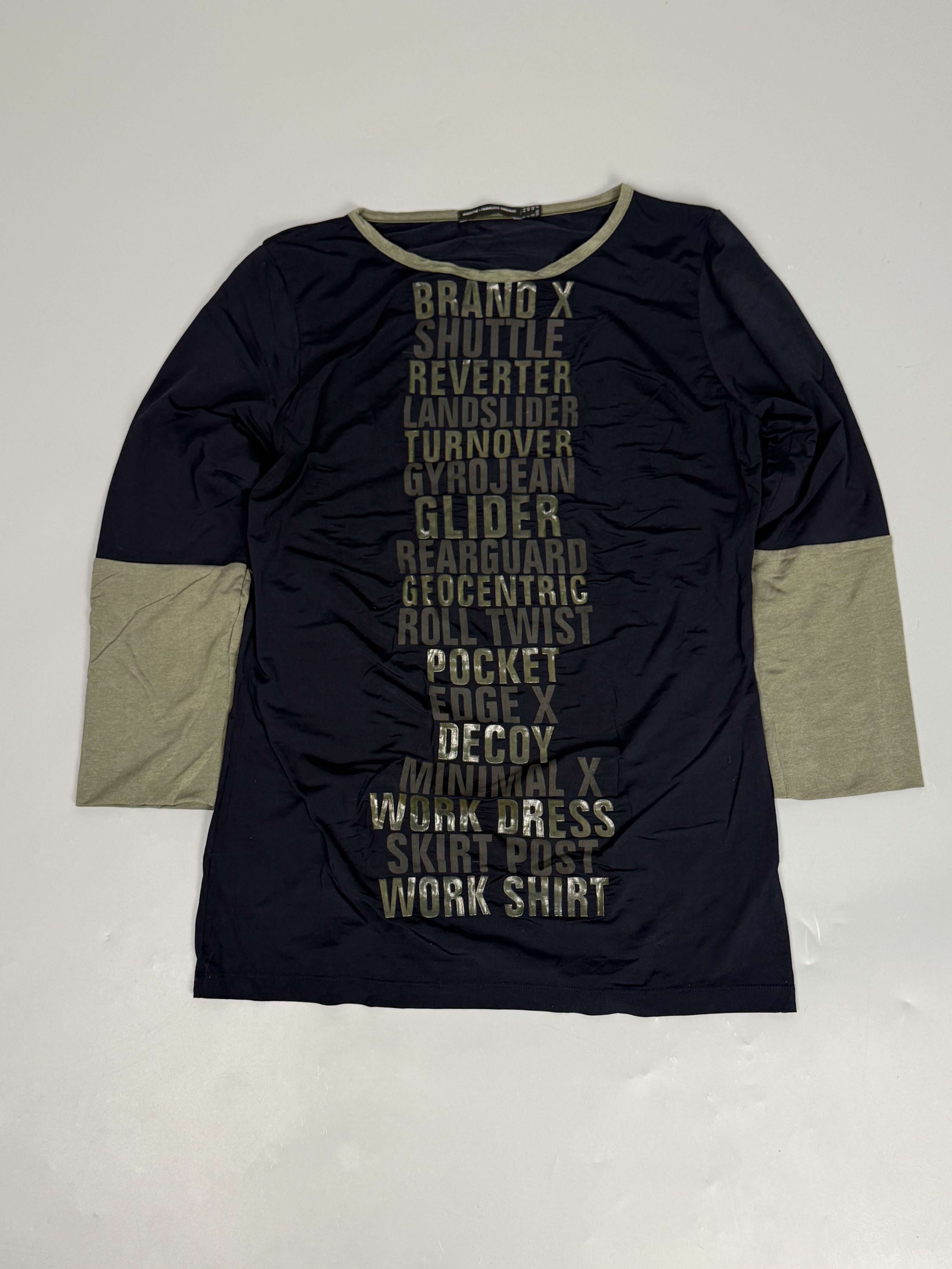 Marithe + Francois Girbaud MFG Vintage 3/4 sleeve printed "Brand X" longsleeve Size XL / US 12-14 / IT 48-50 - 1 Thumbnail