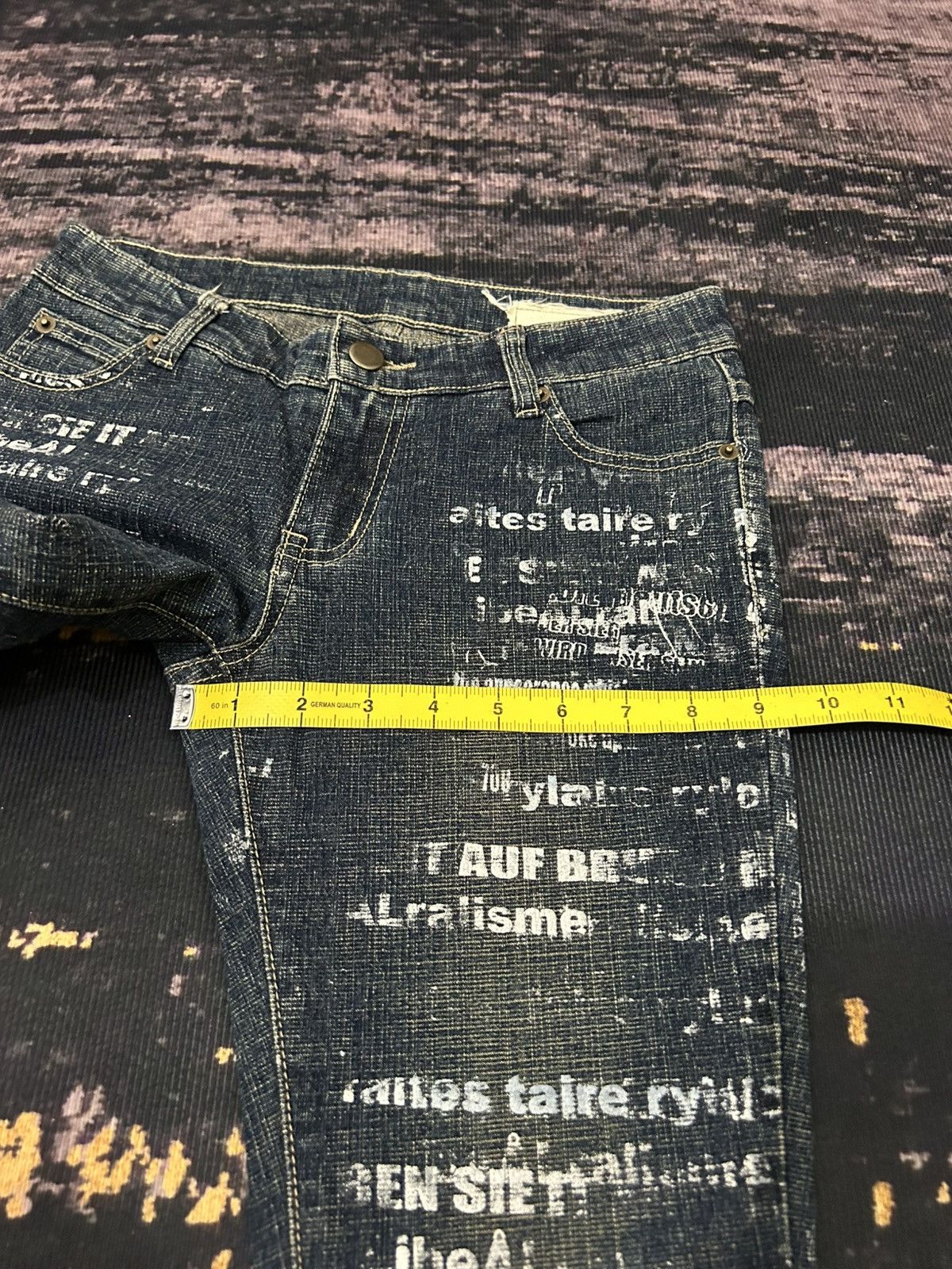 If Six Was Nine H.Naoto + DIE Poem Print Flare Jeans Size US 27 - 18 Thumbnail