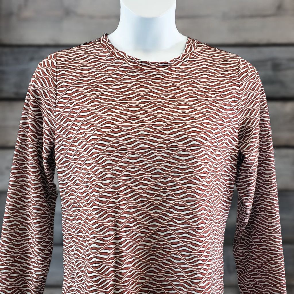 Vintage Ava & Viv Womens Jacquard Top Sz X White Burgundy Long Sleeve Blouse Shirt Womens X Plus Pullover Knit Basic Everyday Wear Size XL / US 12-14 / IT 48-50 - 1 Thumbnail