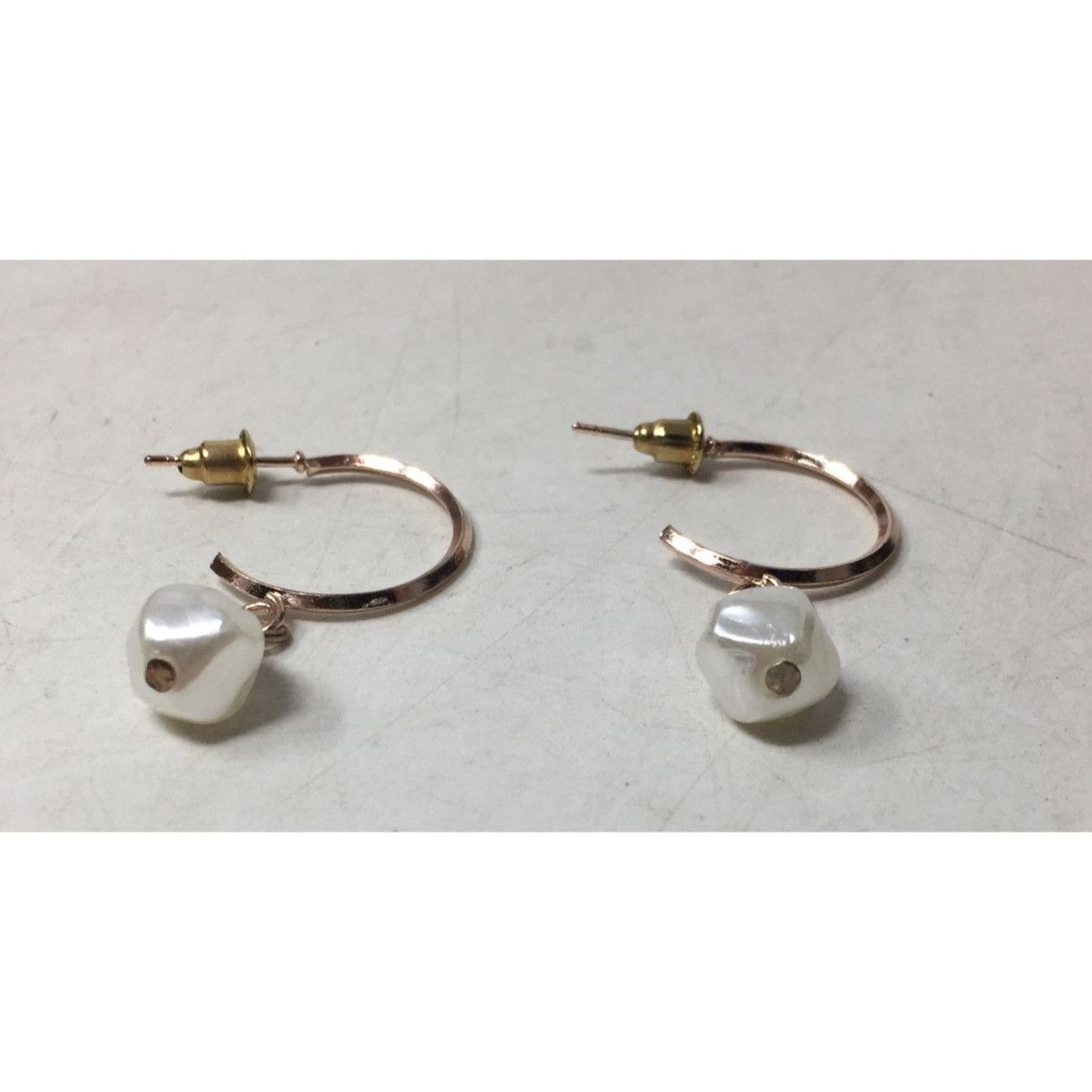 Other Women's Rose Gold Hoop Earrings with Faux White Pearl Size ONE SIZE - 6 Thumbnail