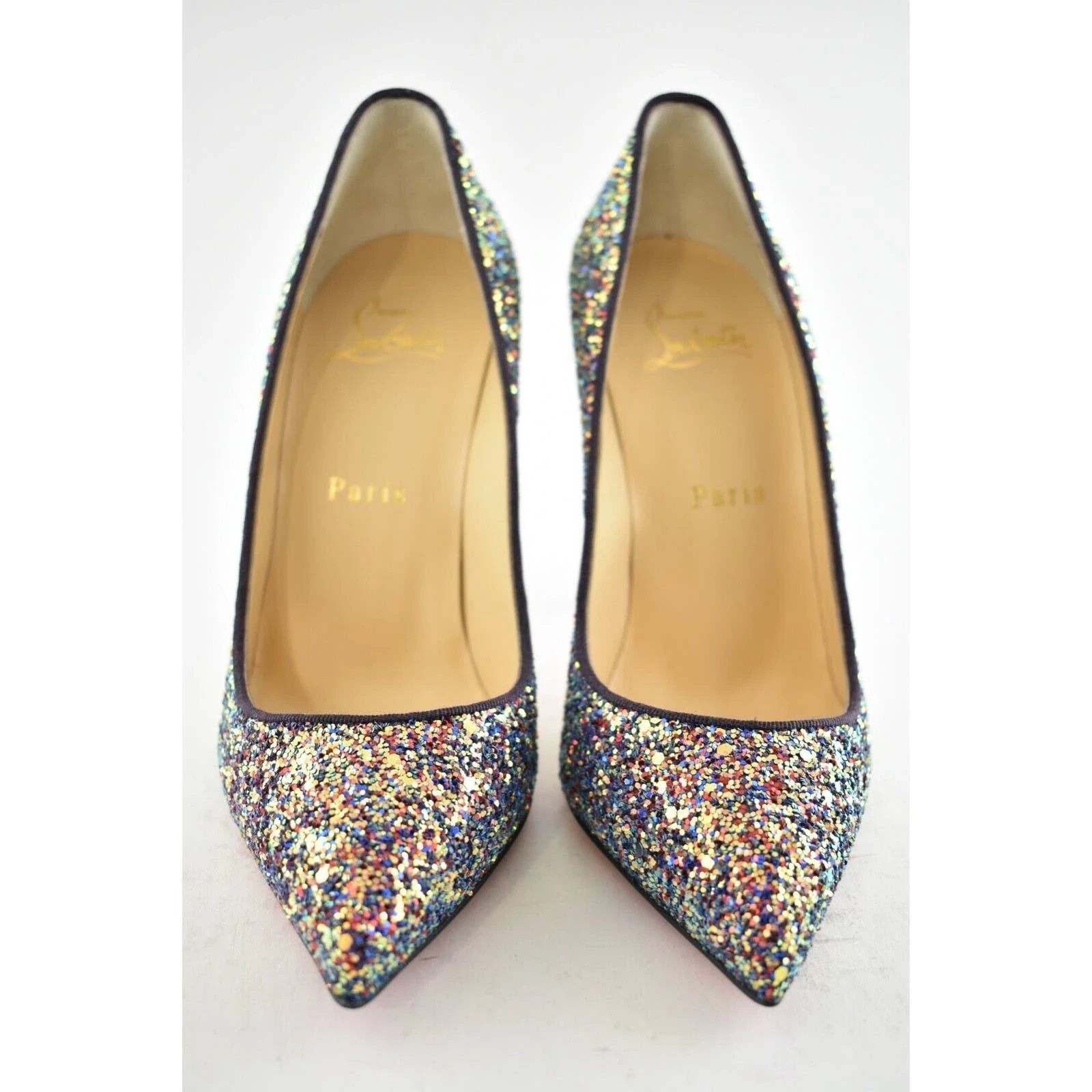 Christian Louboutin Pigalle Follies 100 Glitter Milkyway Blue Red Heel Pump 36.5 Size US 6.5 / IT 36.5 - 9 Thumbnail
