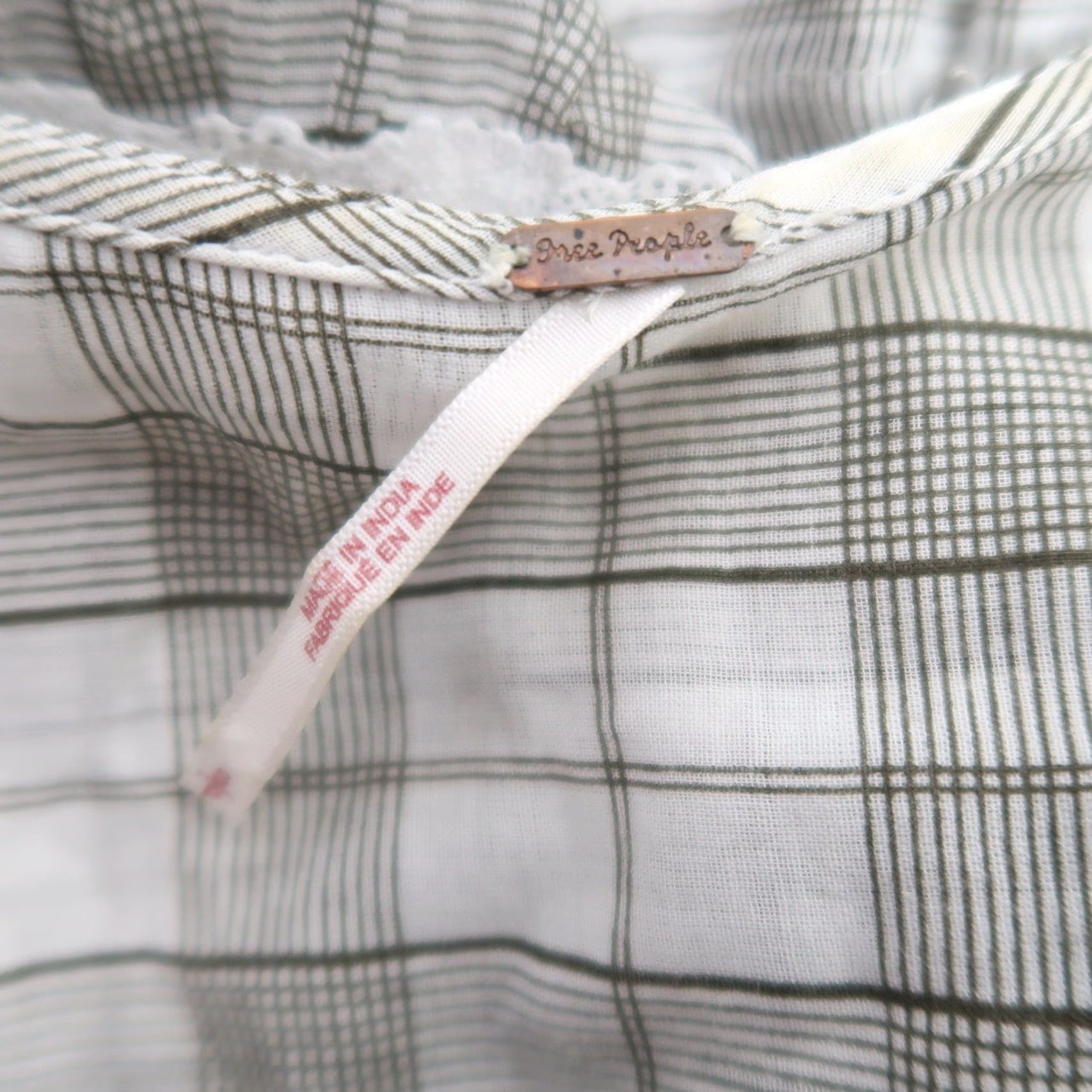 Free People Free People Tunic Blouse Shirt Casual Plaid Time Out Grey Cream 3/4 Sleeve Cotton V-Neck Small Women Mens, Womens Size S / US 4 / IT 40 - 6 Thumbnail