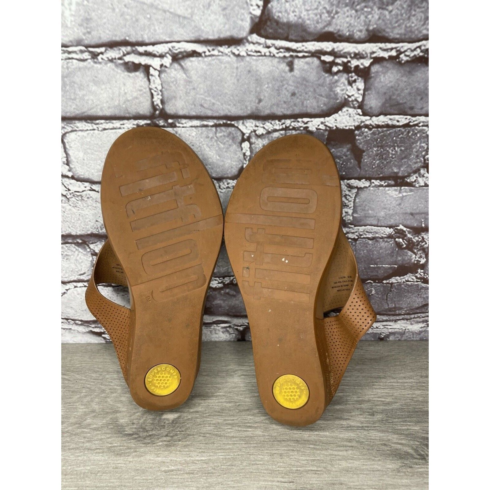 Other FITFLOP V35-592 Brown Leather Flip Flops Wedge Sandals Wome Size US 8 / IT 38 - 6 Thumbnail