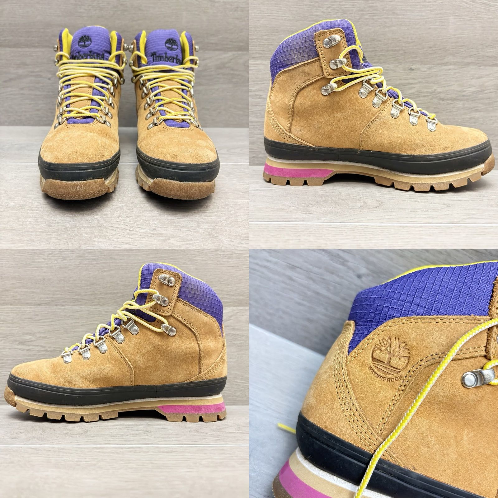 Timberland Timberland Euro Hiker Waterproof Boots Wheat Purple Yellow A2JUF Size 6.5M Size US 7 / IT 37 - 8 Thumbnail