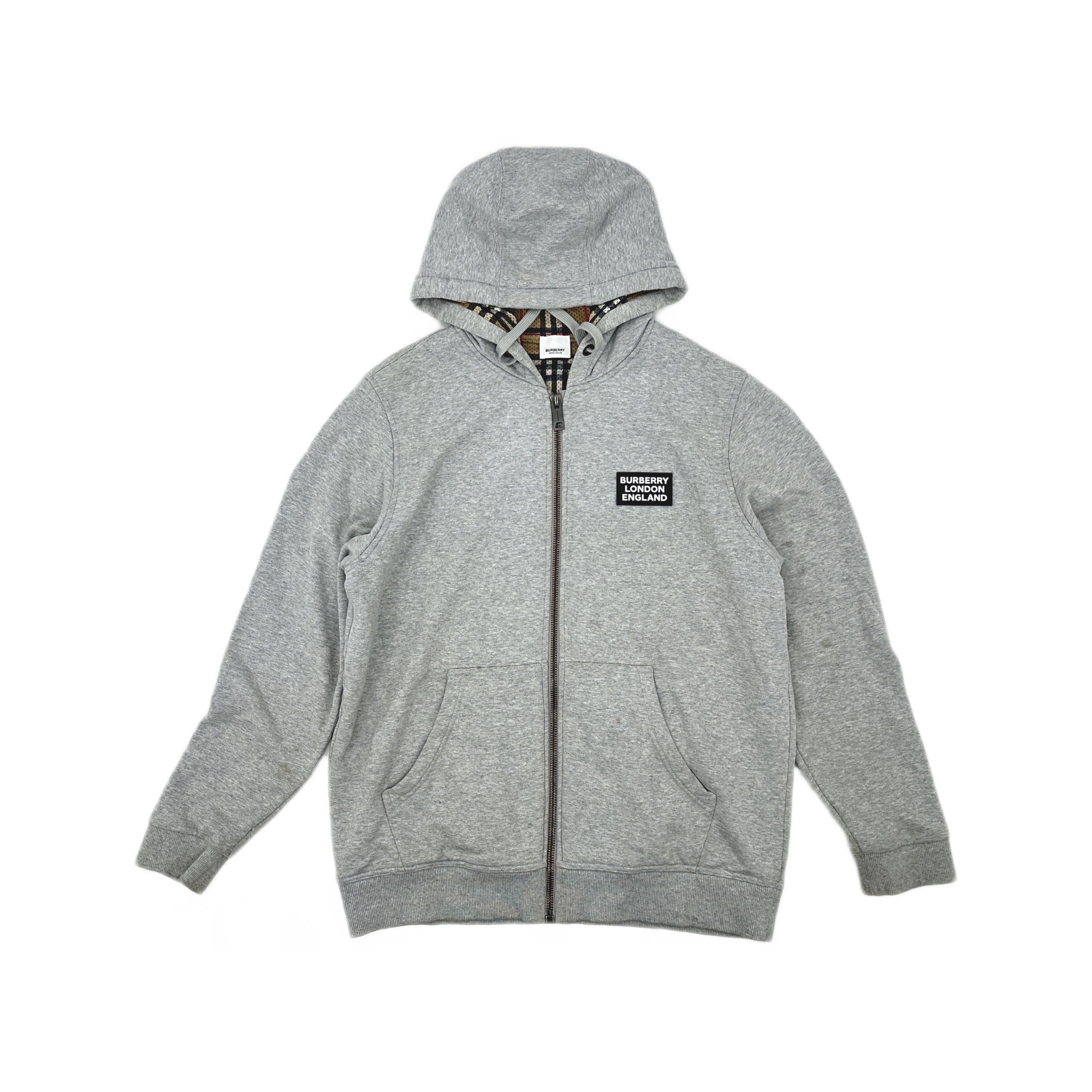 Burberry × Luxury Burberry Grey Nova Check Classic Logo Zip Up