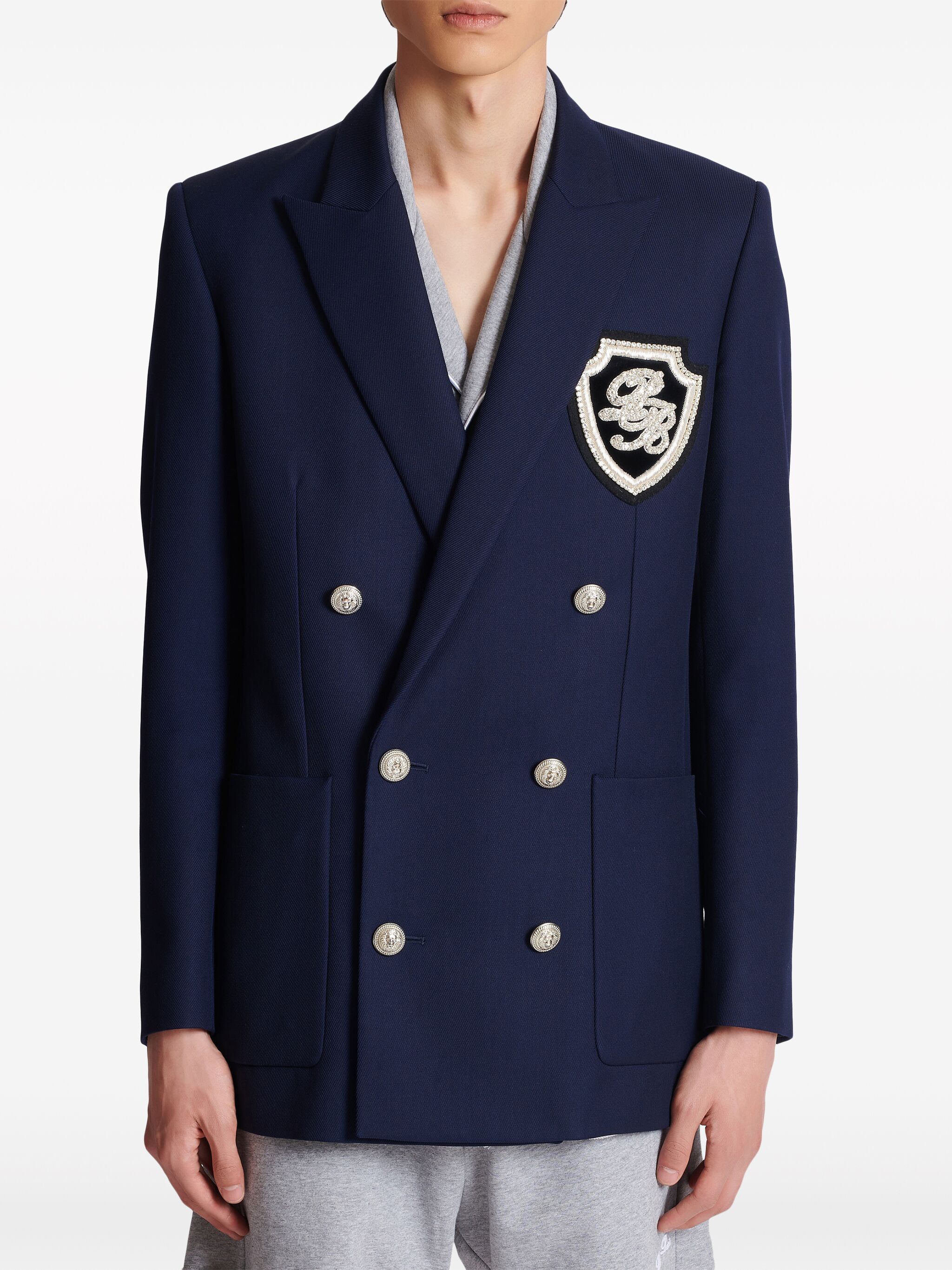 Balmain o1s1wg110125 Monogram Blazer in Blue Size US L / EU 52-54 / 3 - 4 Thumbnail