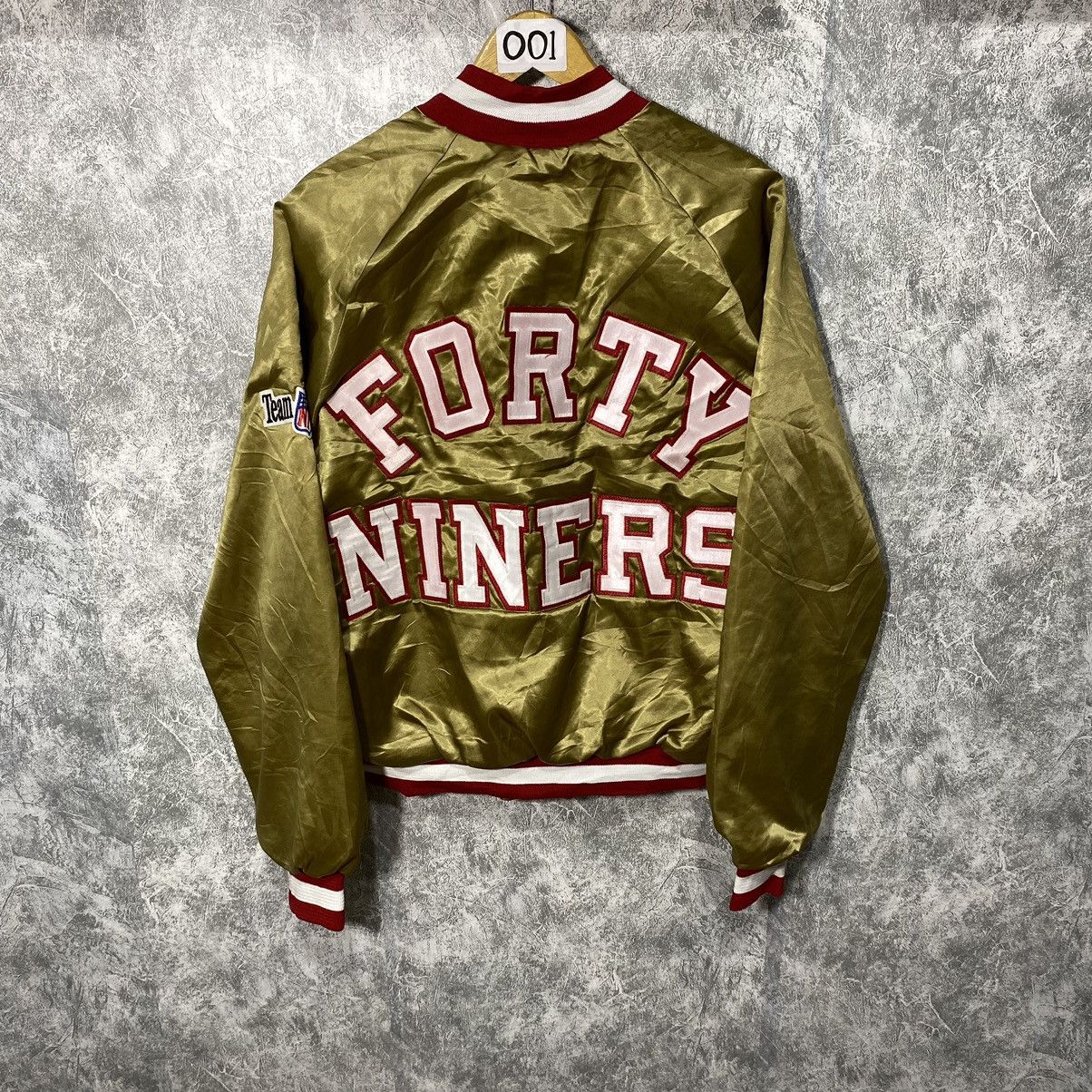 image of Vintage Chalk Line San Francisco 49Ers Varsity Jacket in Gold, Men's (Size Large)