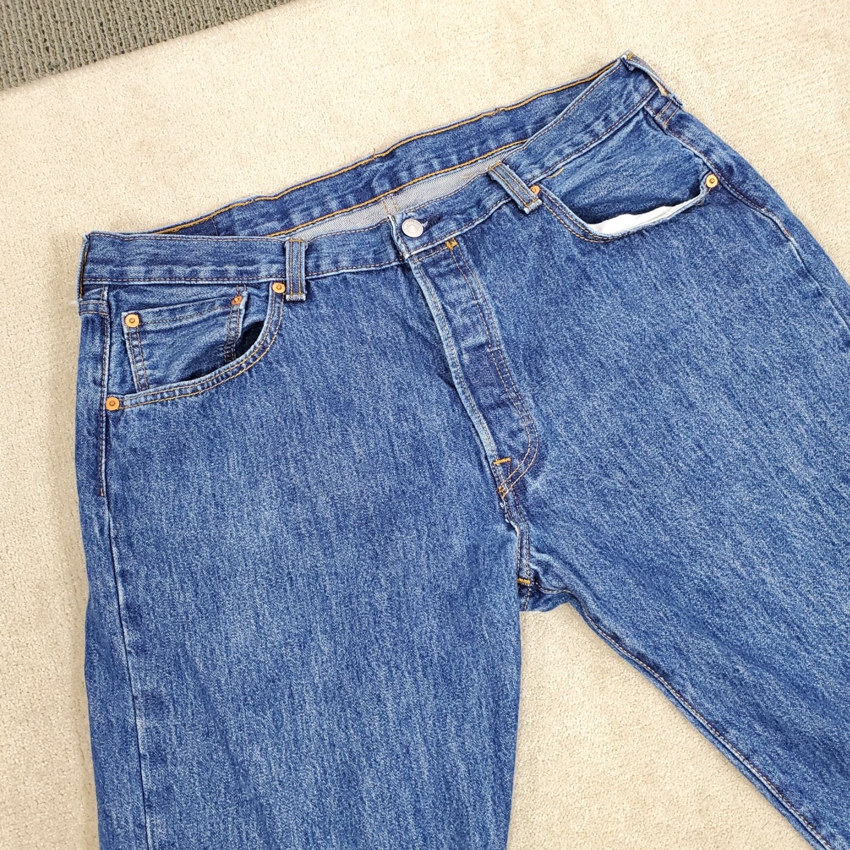 Levi's Levi's Jeans 501 Straight Men's 36x31 Blue Denim Dark Wash Regular Fit Pants Size US 36 / EU 52 - 2 Thumbnail