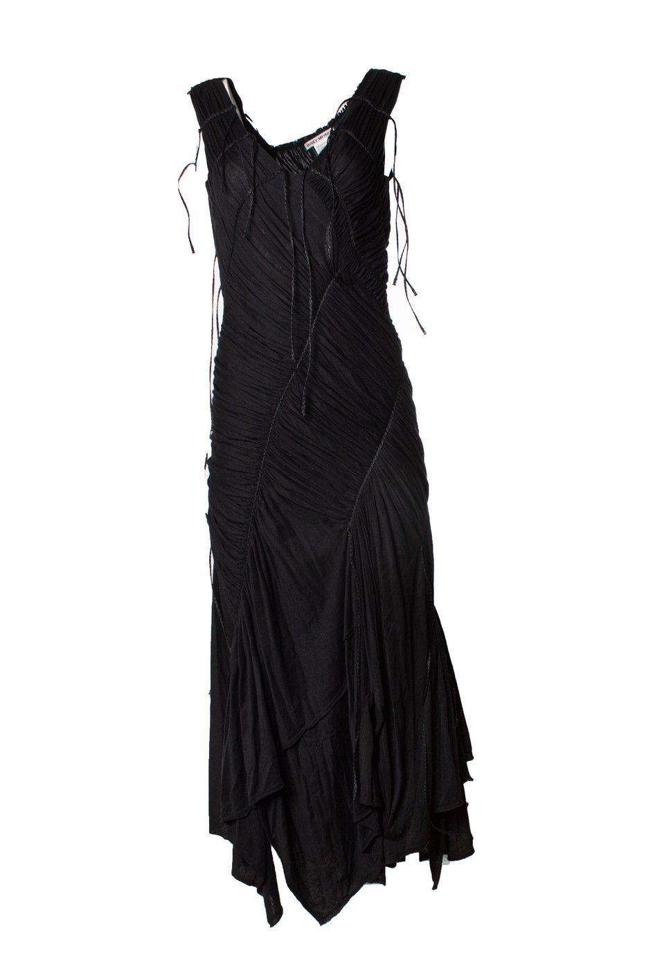image of Issey Miyake Black Ruched Dress, Women's (Size Medium)