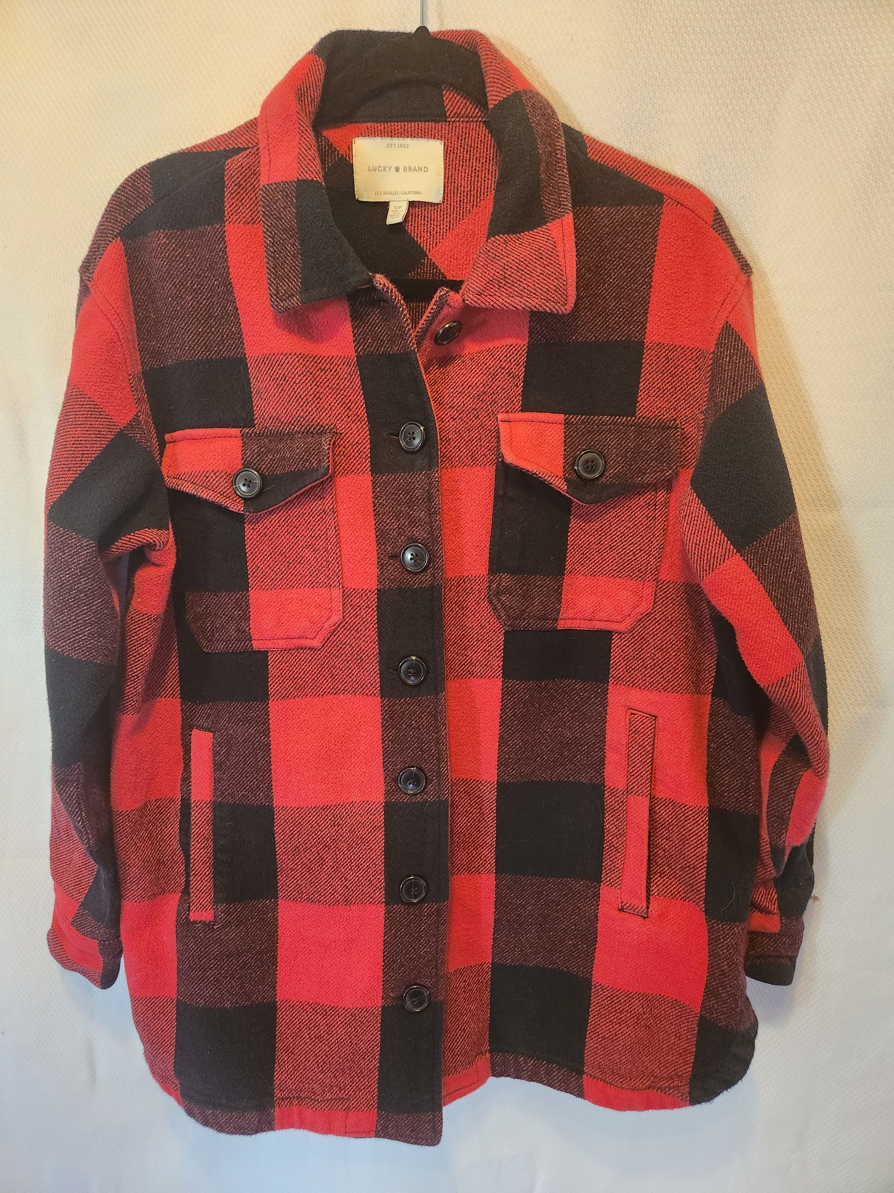 Lucky Brand 100% Cotton Button Front Black & Red Plaid Jacket Shirt Size M / US 6-8 / IT 42-44 - 1 Thumbnail