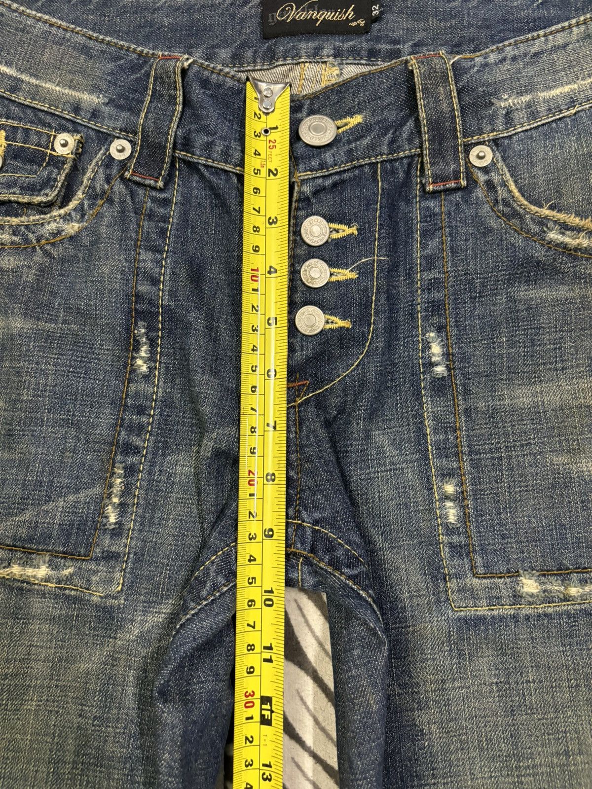 If Six Was Nine Vintage Vanquish Mud Wash Flare Distressed Grunge Jeans Size US 33 - 17 Thumbnail