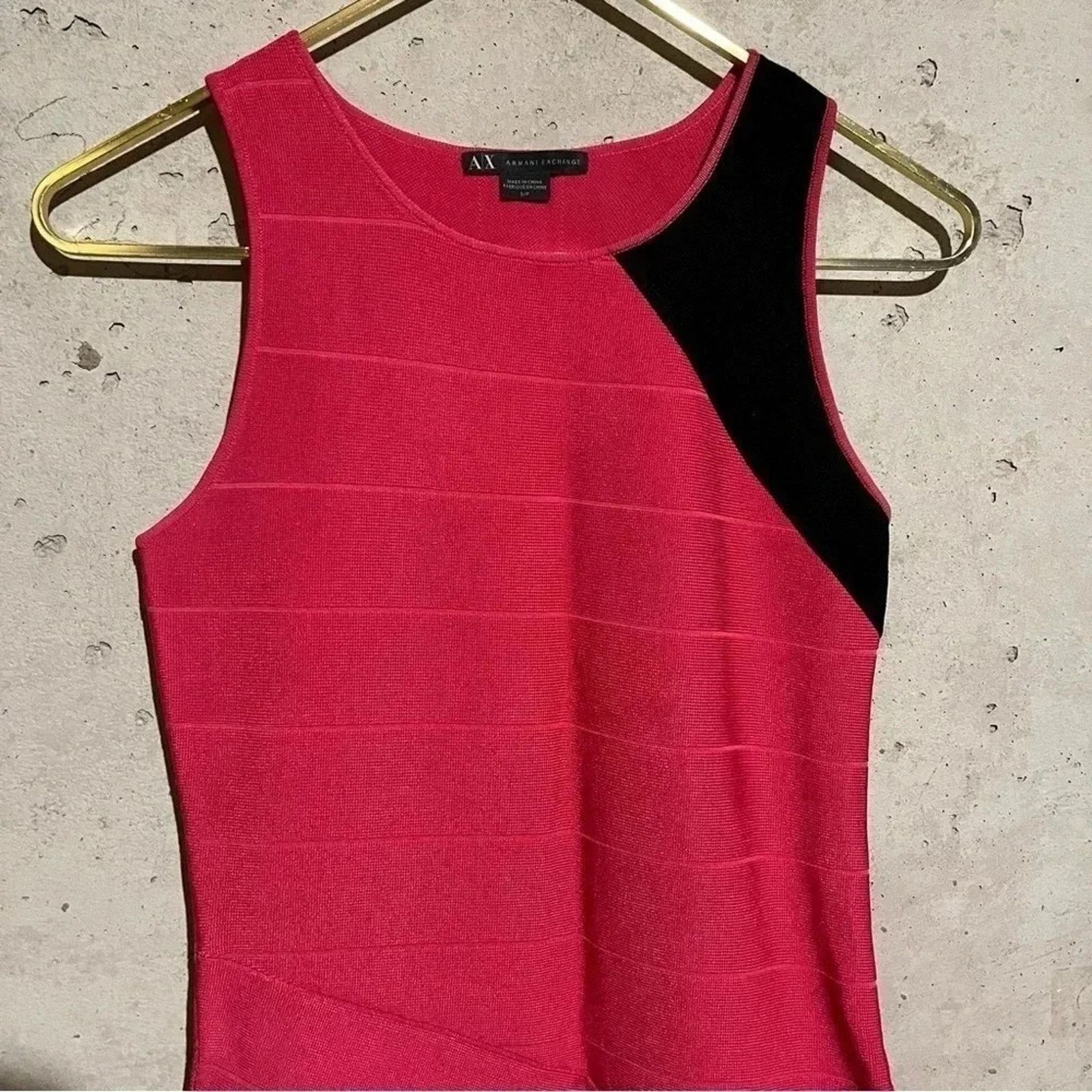 Armani Exchange Armani Exchange Fitted Hot Pink Dress Bodycon Knit Bandage Size S / US 4 / IT 40 - 4 Thumbnail