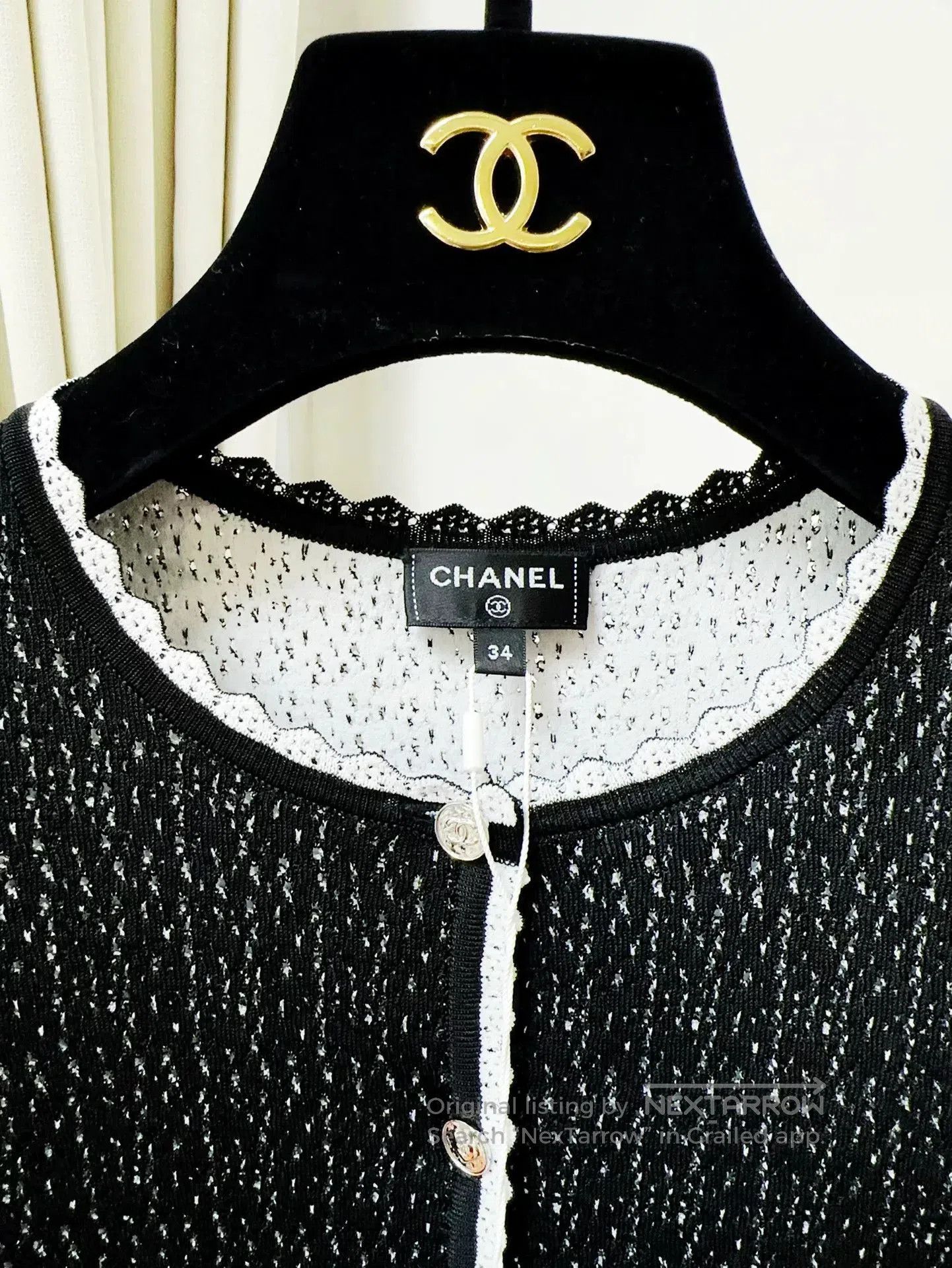 Chanel Chanel Black White Trim Knit Cardigan. Size US XS / EU 42 / 0 - 6 Thumbnail