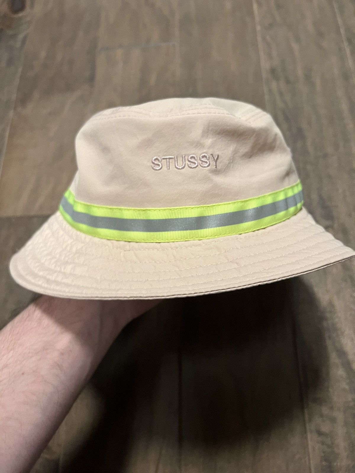 image of Stussy Reflective Strip Pink Bucket Hat, Men's
